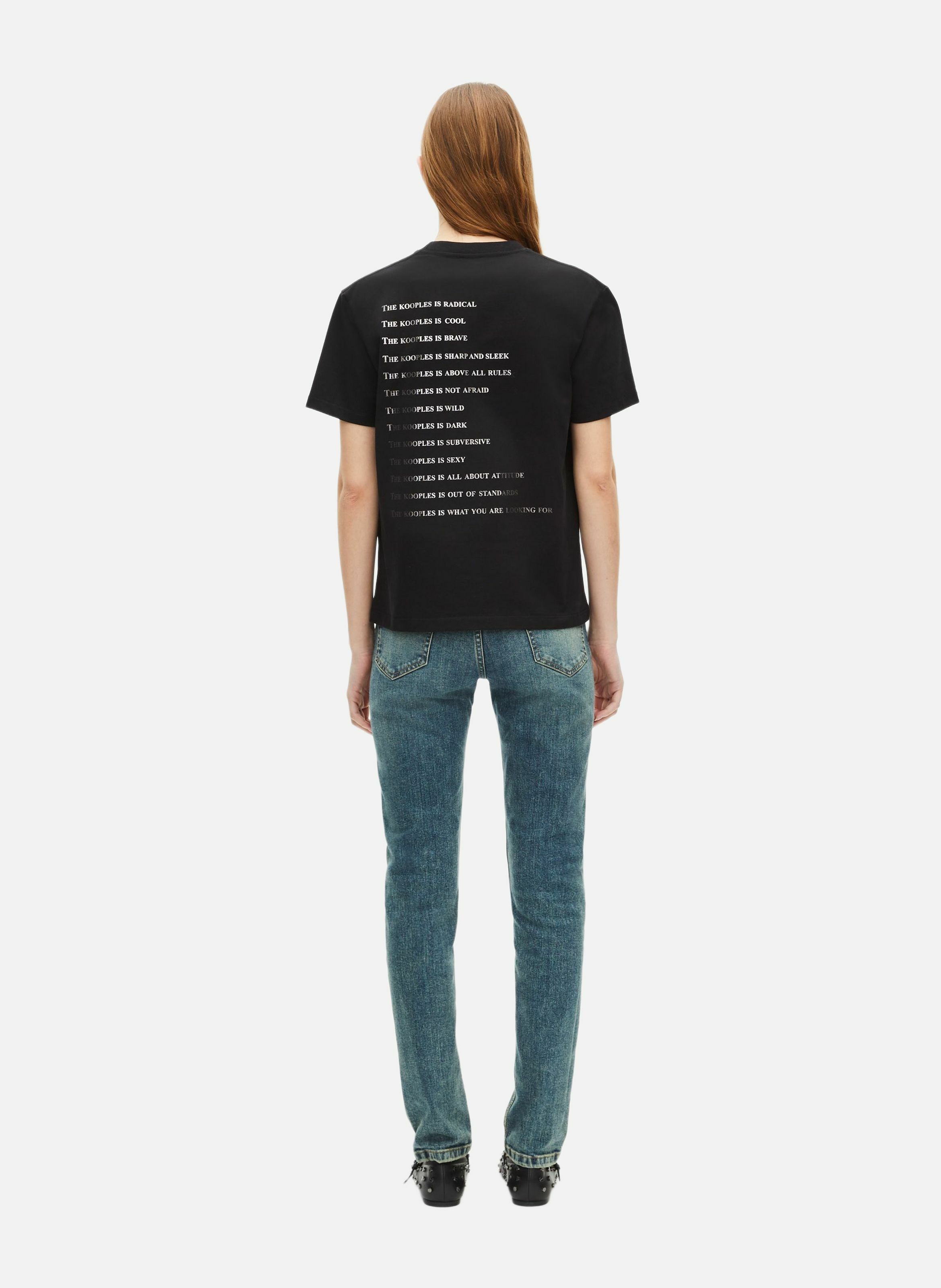 T-shirt en coton What Is avec strass THE KOOPLES Noir