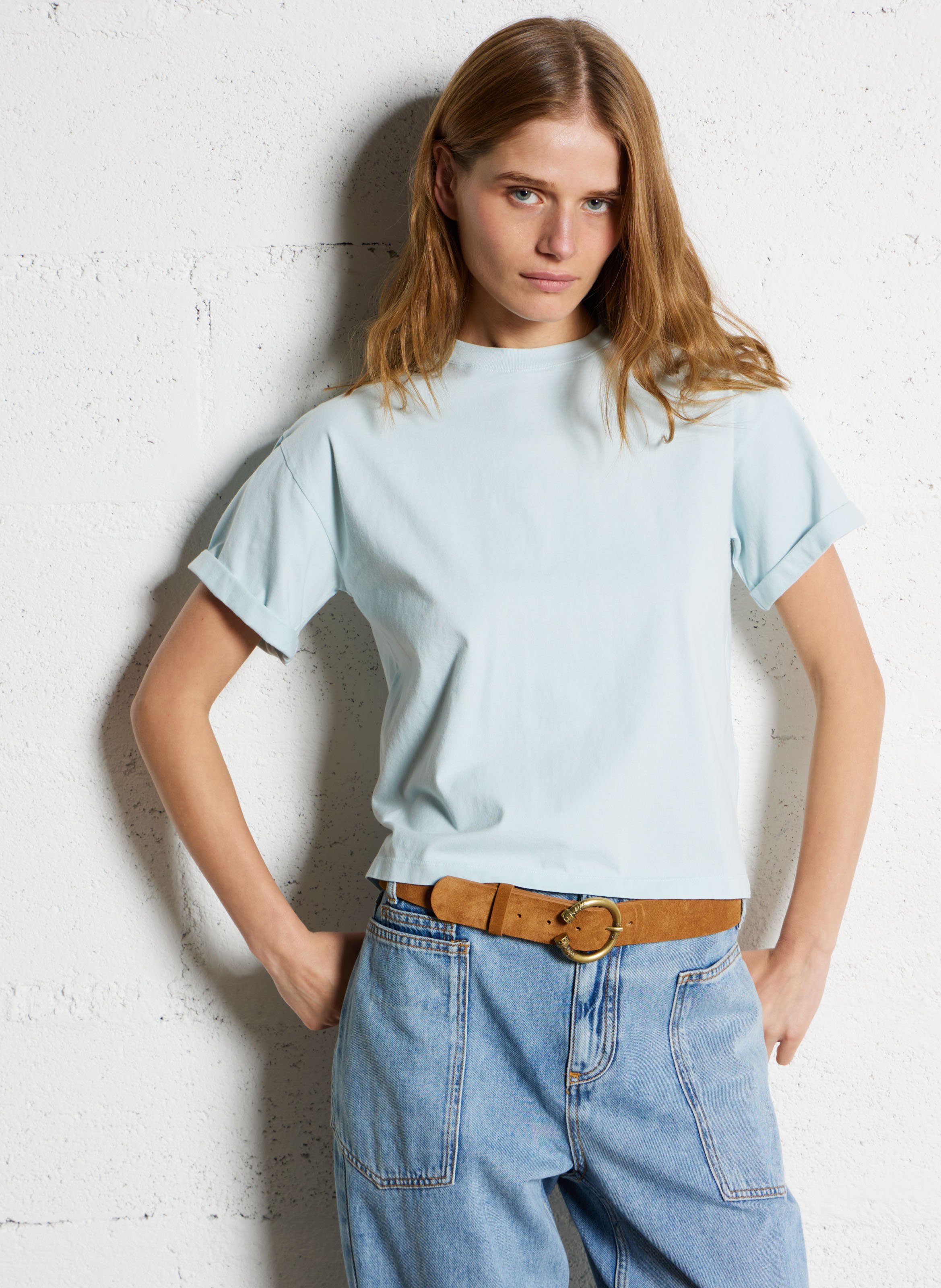 BA&SH Tee-shirt manches courtes en coton rosie Bleu