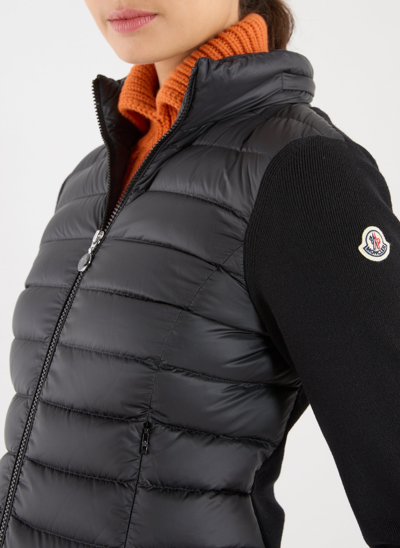 Bi-material blazer jacket MONCLER Black