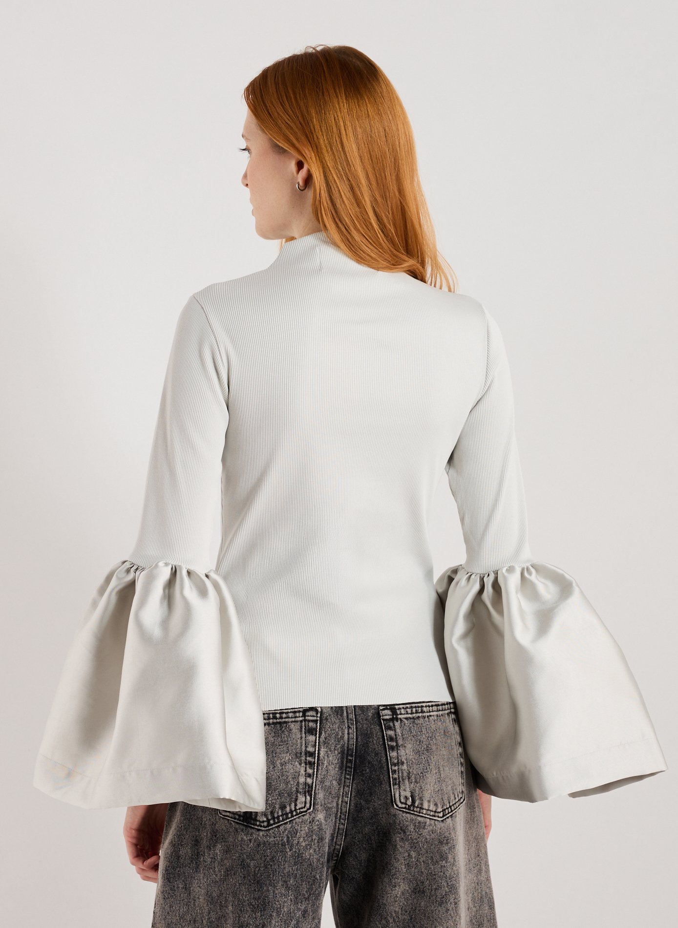 Top col montant à manches bouffantes en coton MARQUES ALMEIDA Argent