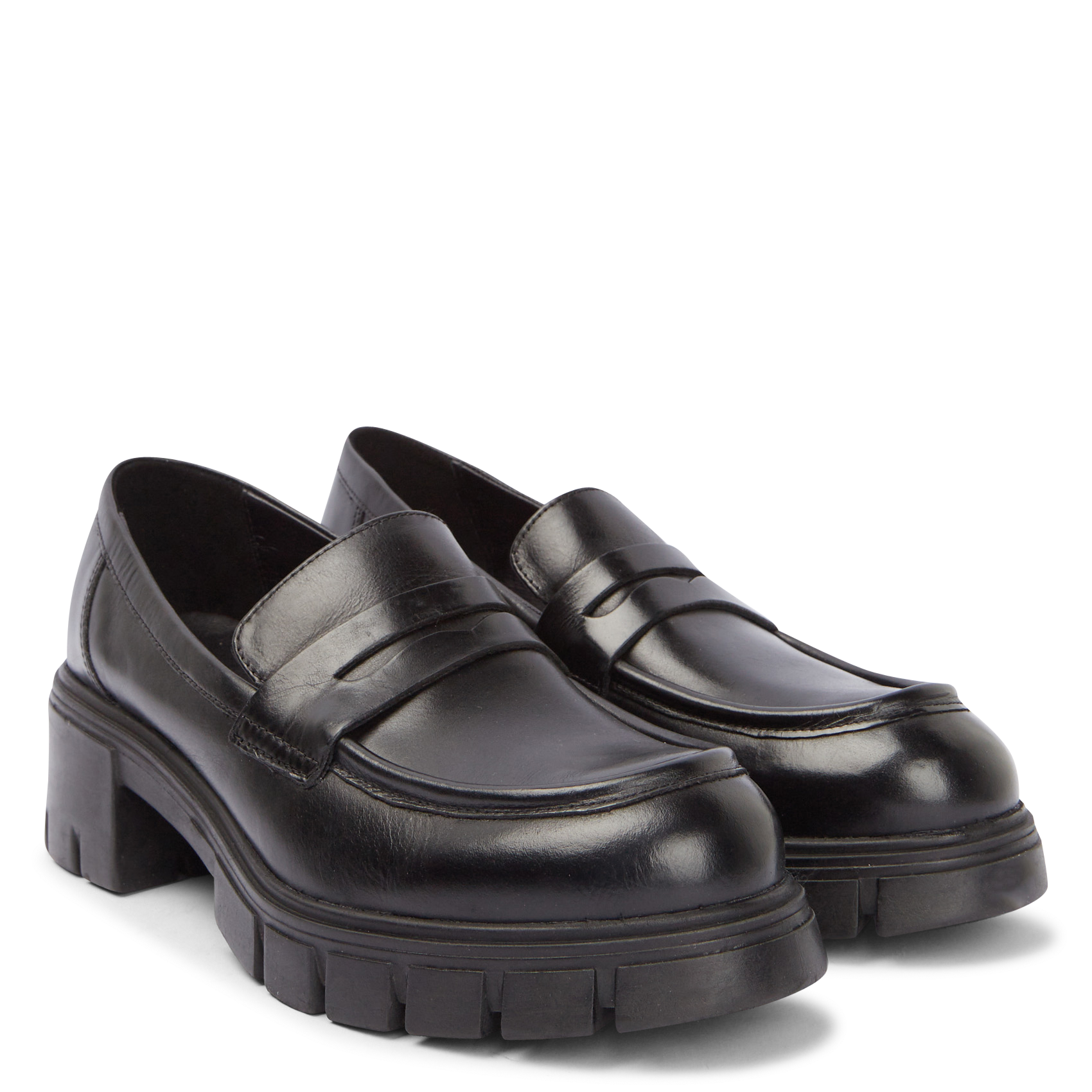 Mocassins crantés à talons en cuir aron JONAK Noir