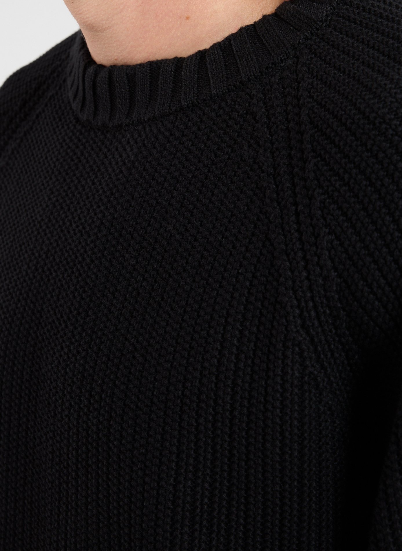 Pull col rond en coton HUGO BLUE Noir