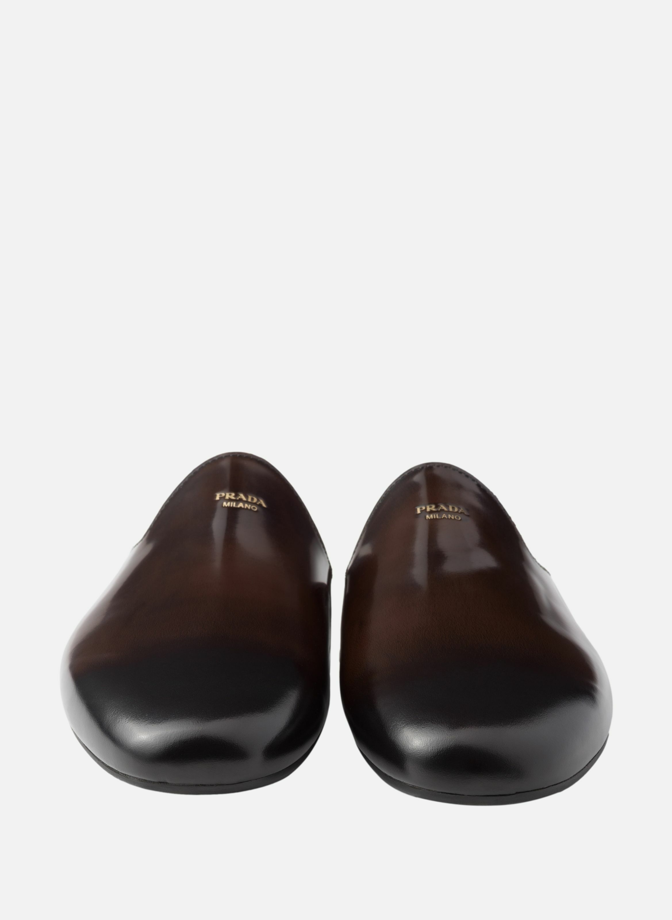 Mules en cuir brossé PRADA Marron