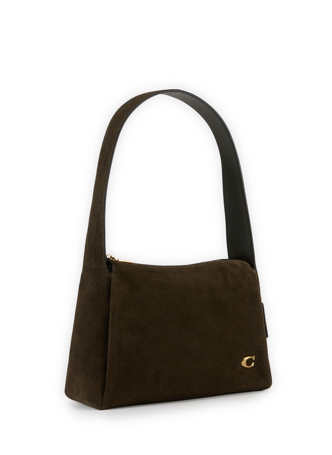 Sac porté épaule en cuir de vache suédé COACH Vert