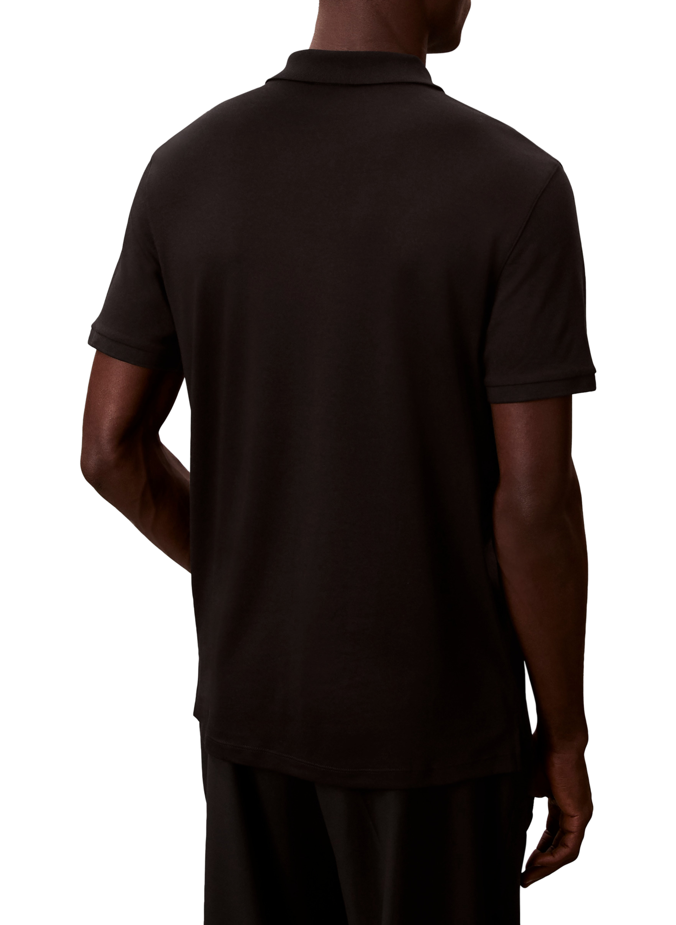 Straight polo with zip collar in cotton CALVIN KLEIN Black