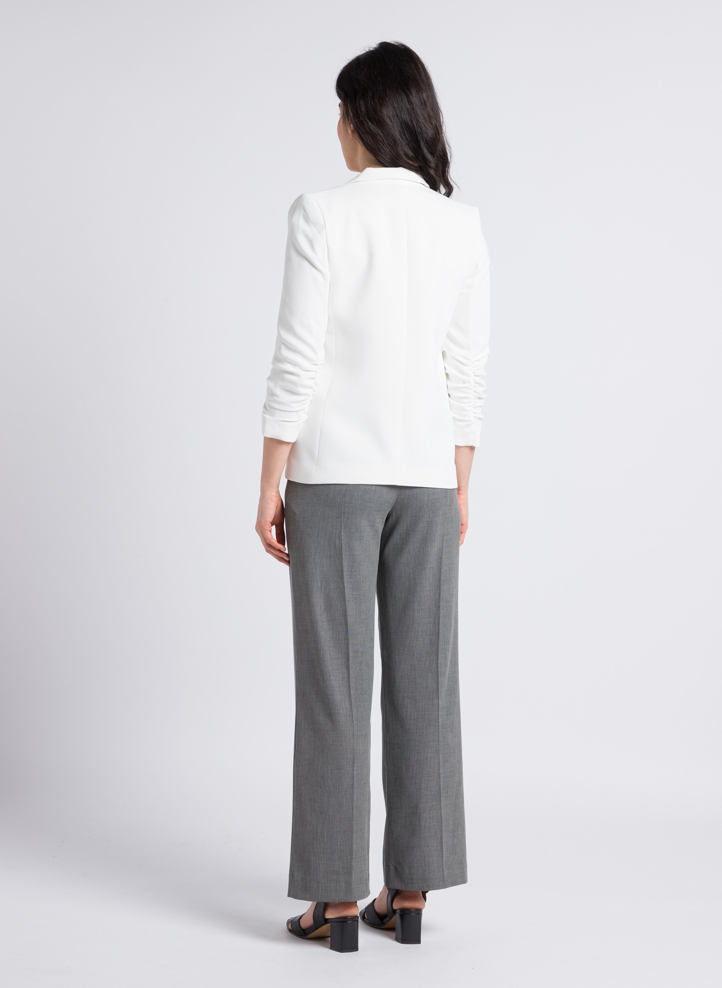 Veste droite col tailleur en crêpe IKKS Blanc