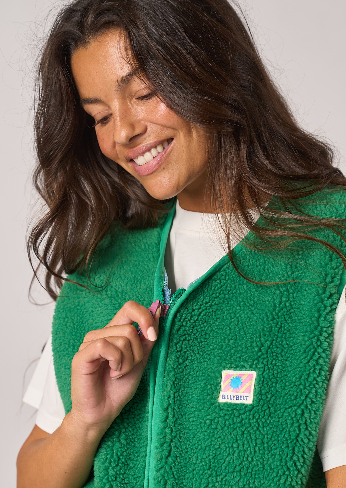 Veste sherpa zippée sans manches BILLYBELT Vert