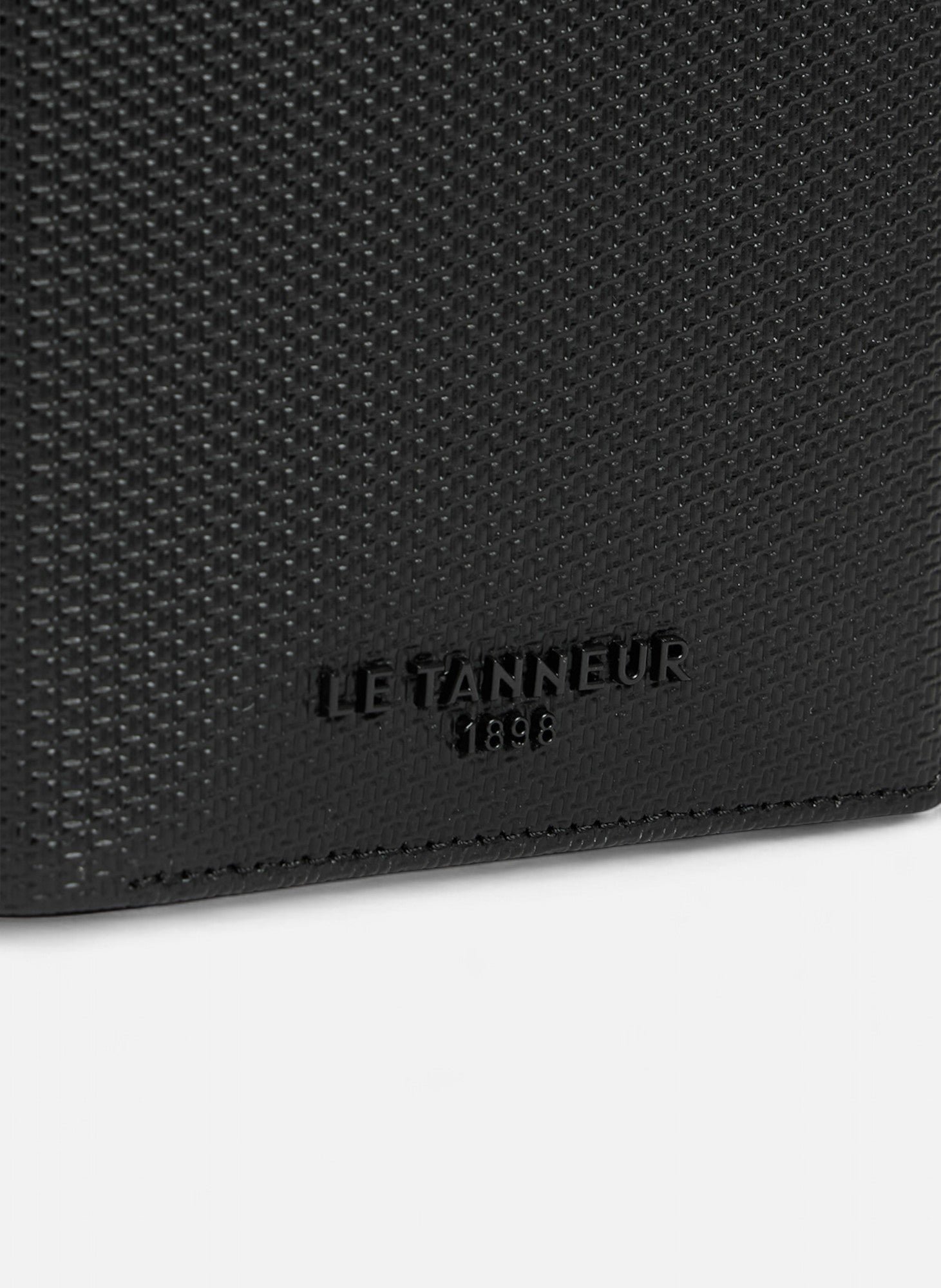 Portefeuille vertical zippé emile en cuir signature t Noir