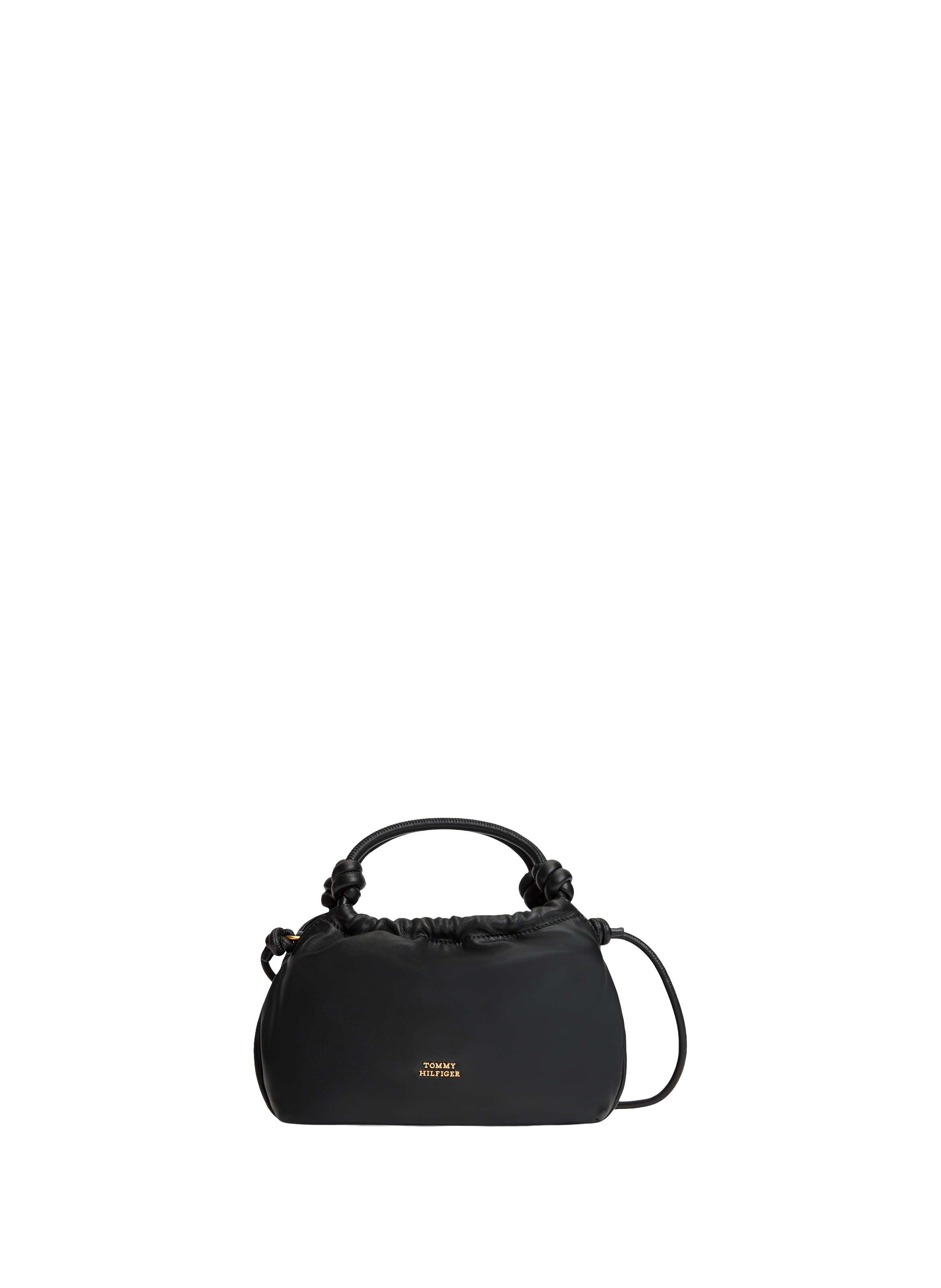 Soft leather shoulder bag TOMMY HILFIGER Black