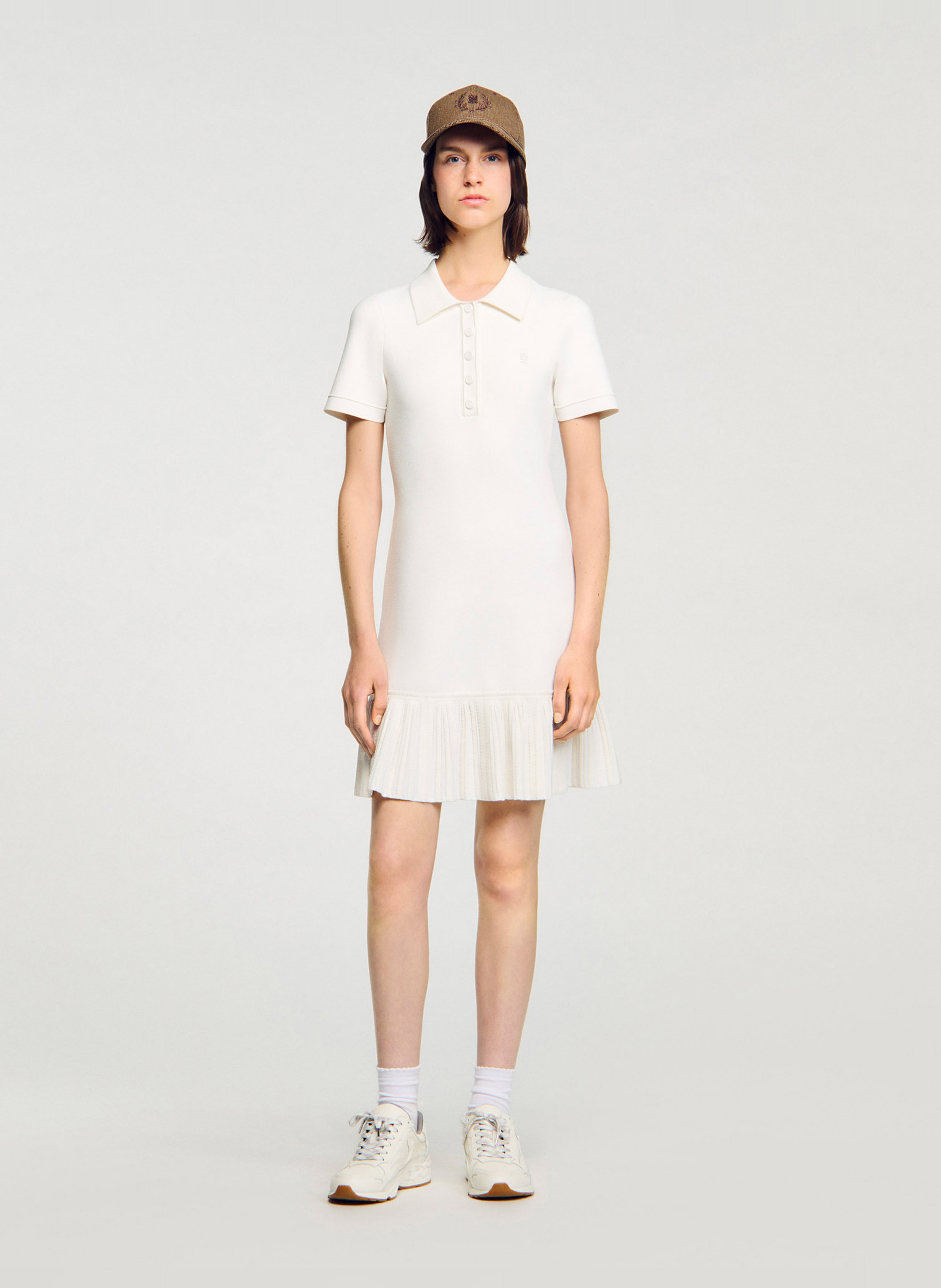 Robe courte col polo SANDRO Beige