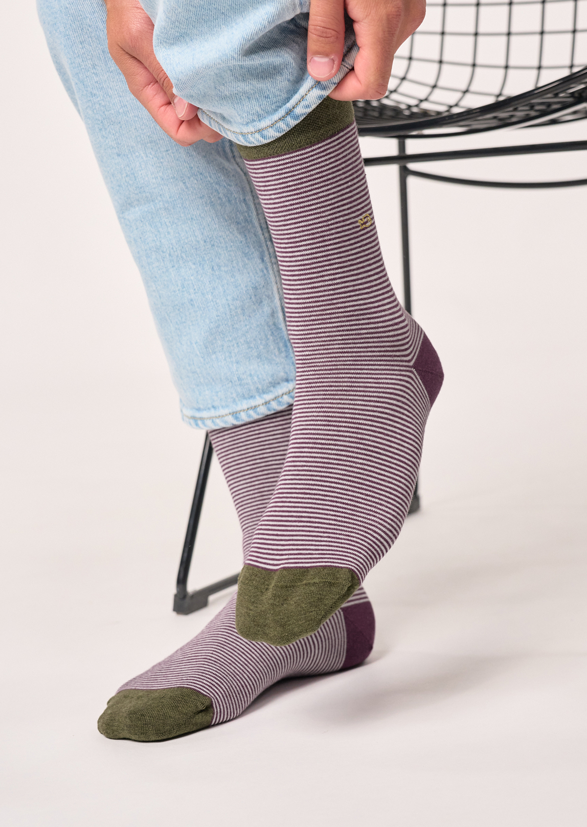 Chaussettes en coton peigné rayées BILLYBELT Violet