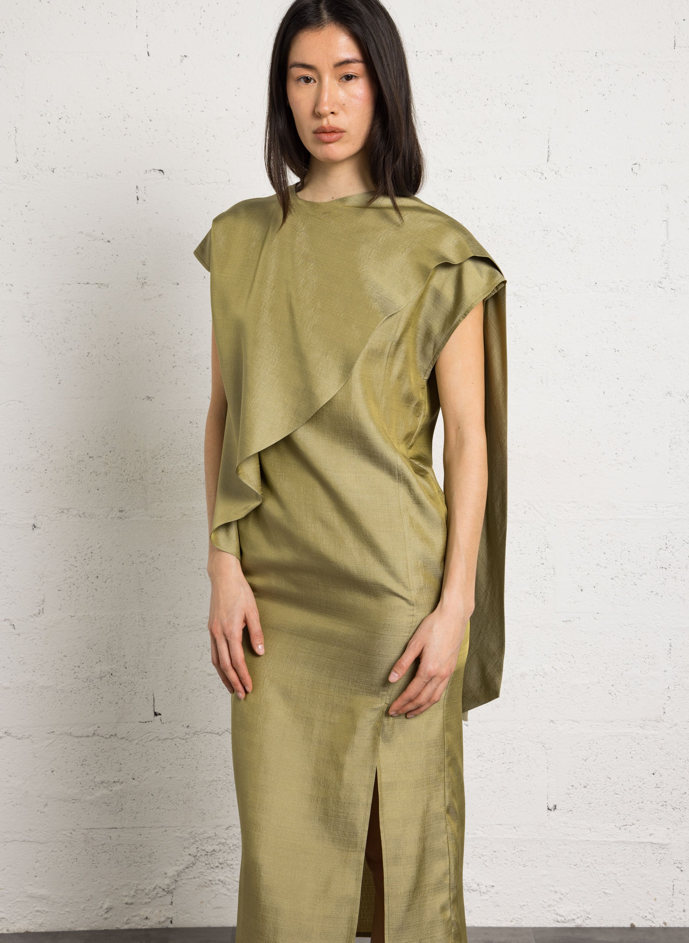 Robe ample à foulard en soie iberis SOEUR Vert