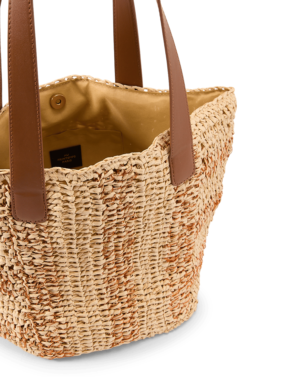 Basket bag with golden stripes AU PRINTEMPS PARIS Golden