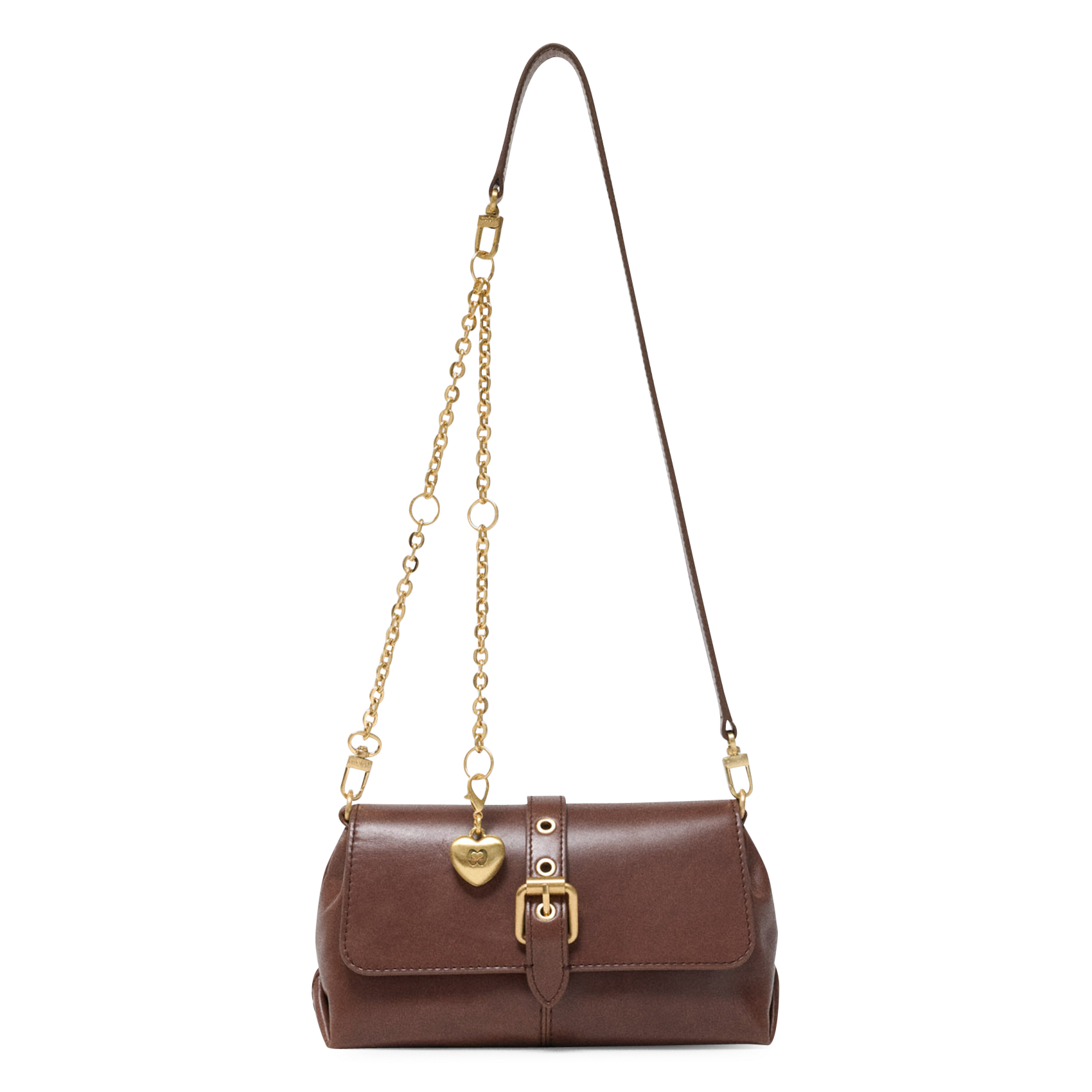 Sac bandoulière à rabat en cuir miss m MAJE Marron