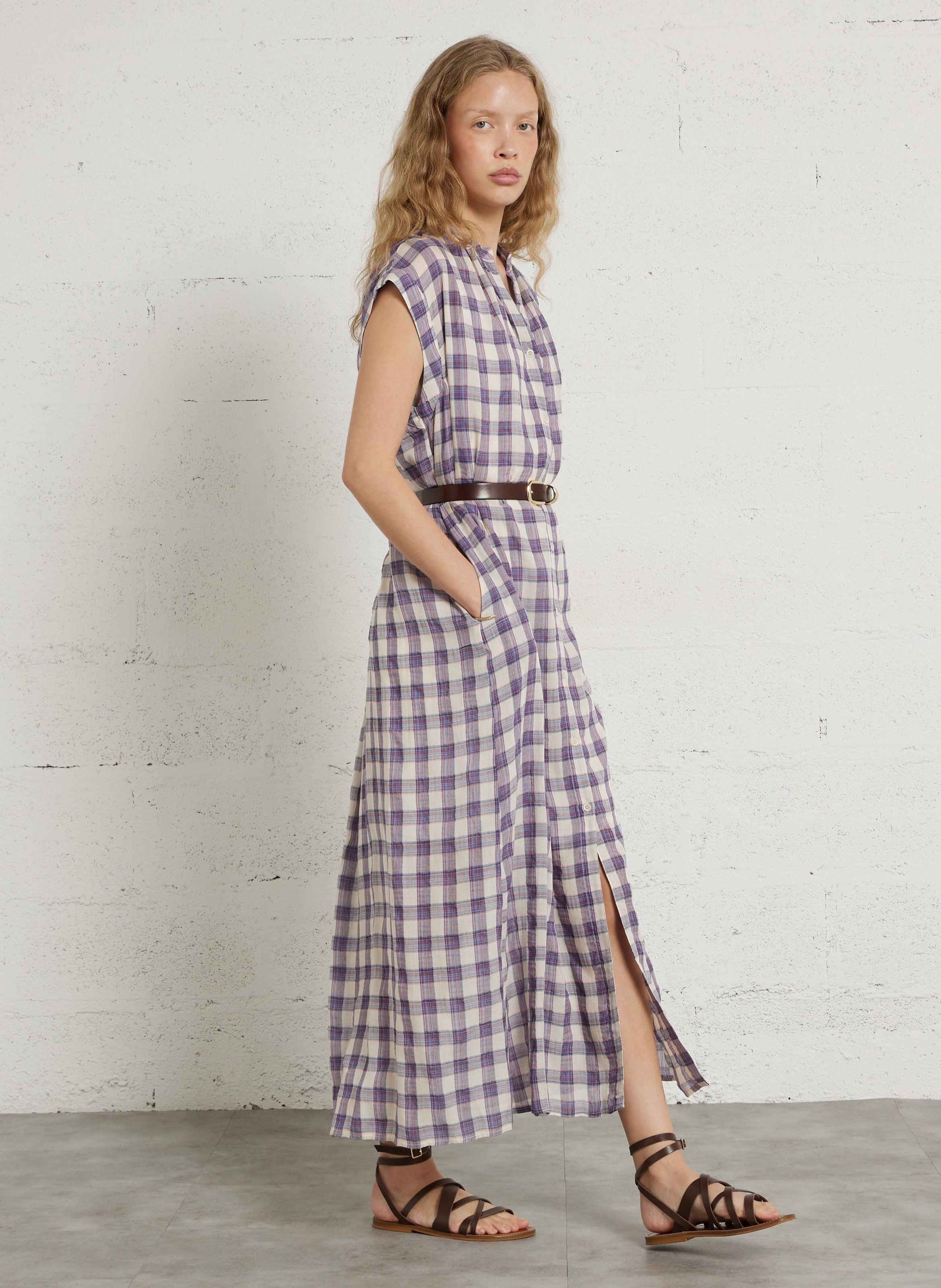 Ceinture fine à boucle en cuir eve MAISON 123 Marron