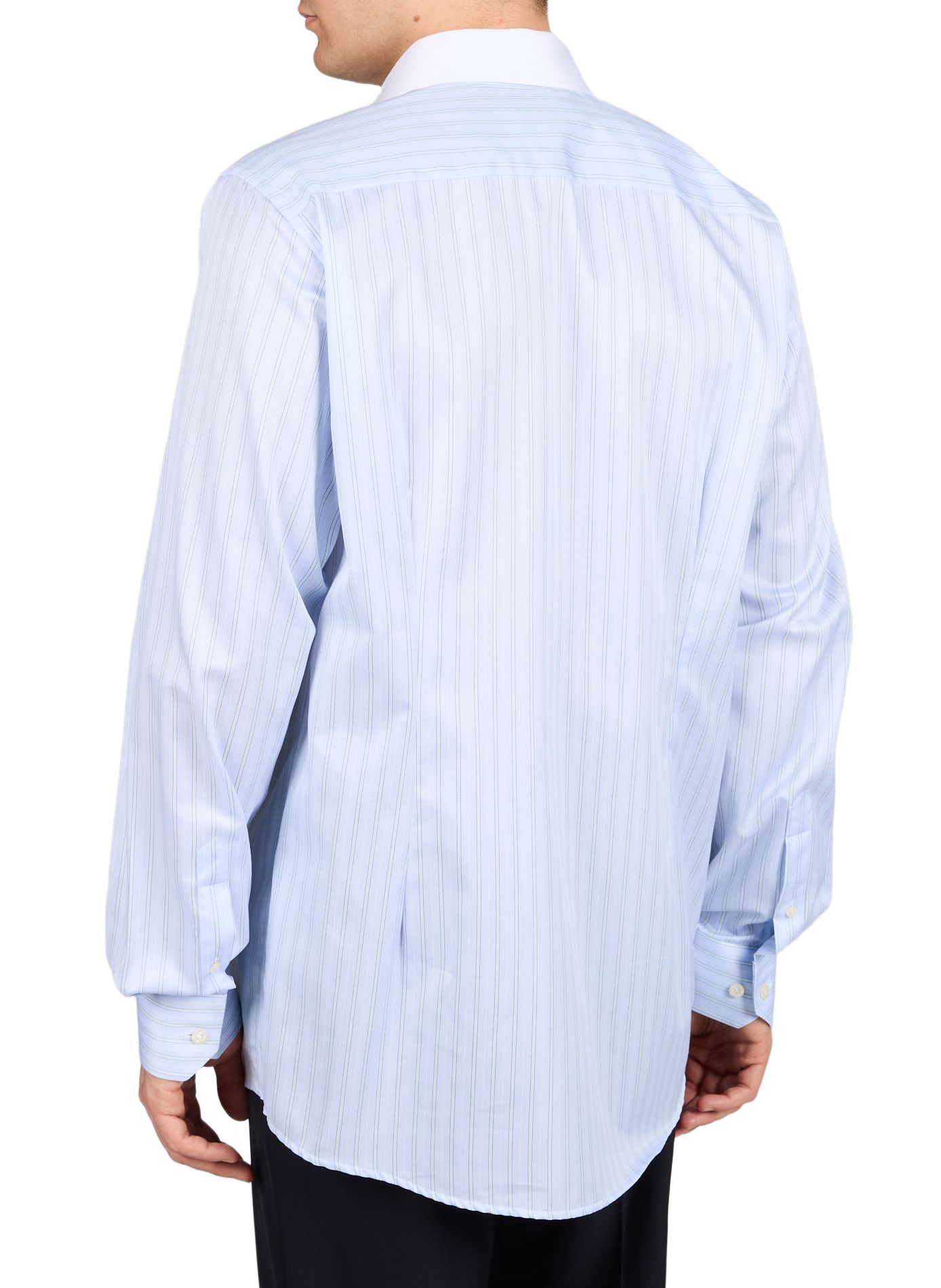 Chemise droite rayée à col contrasté en coton ETON Bleu