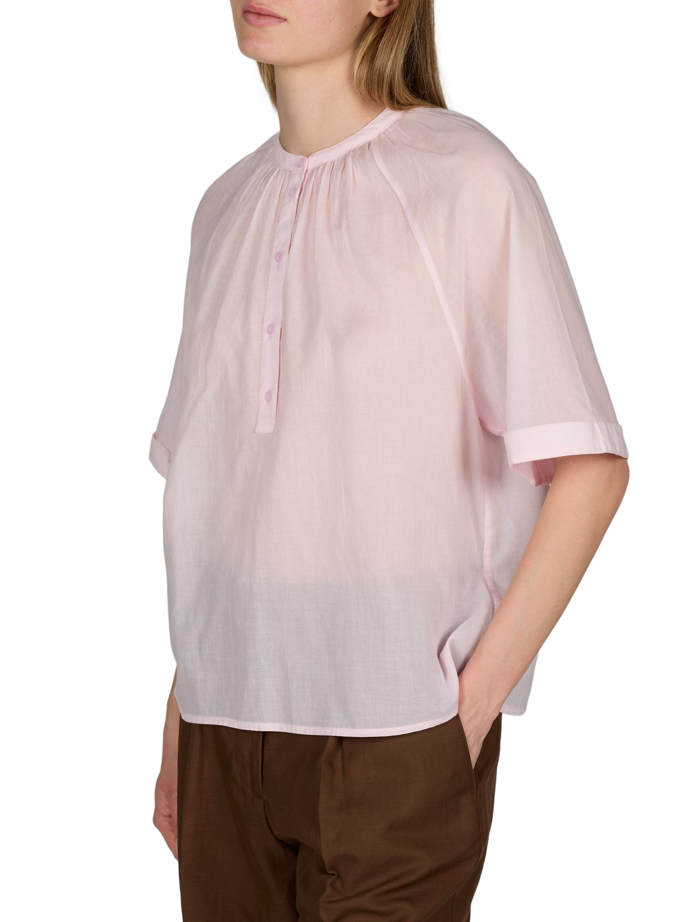 Noria top with officer collar in cotton OFFICINE GENERALE Pink