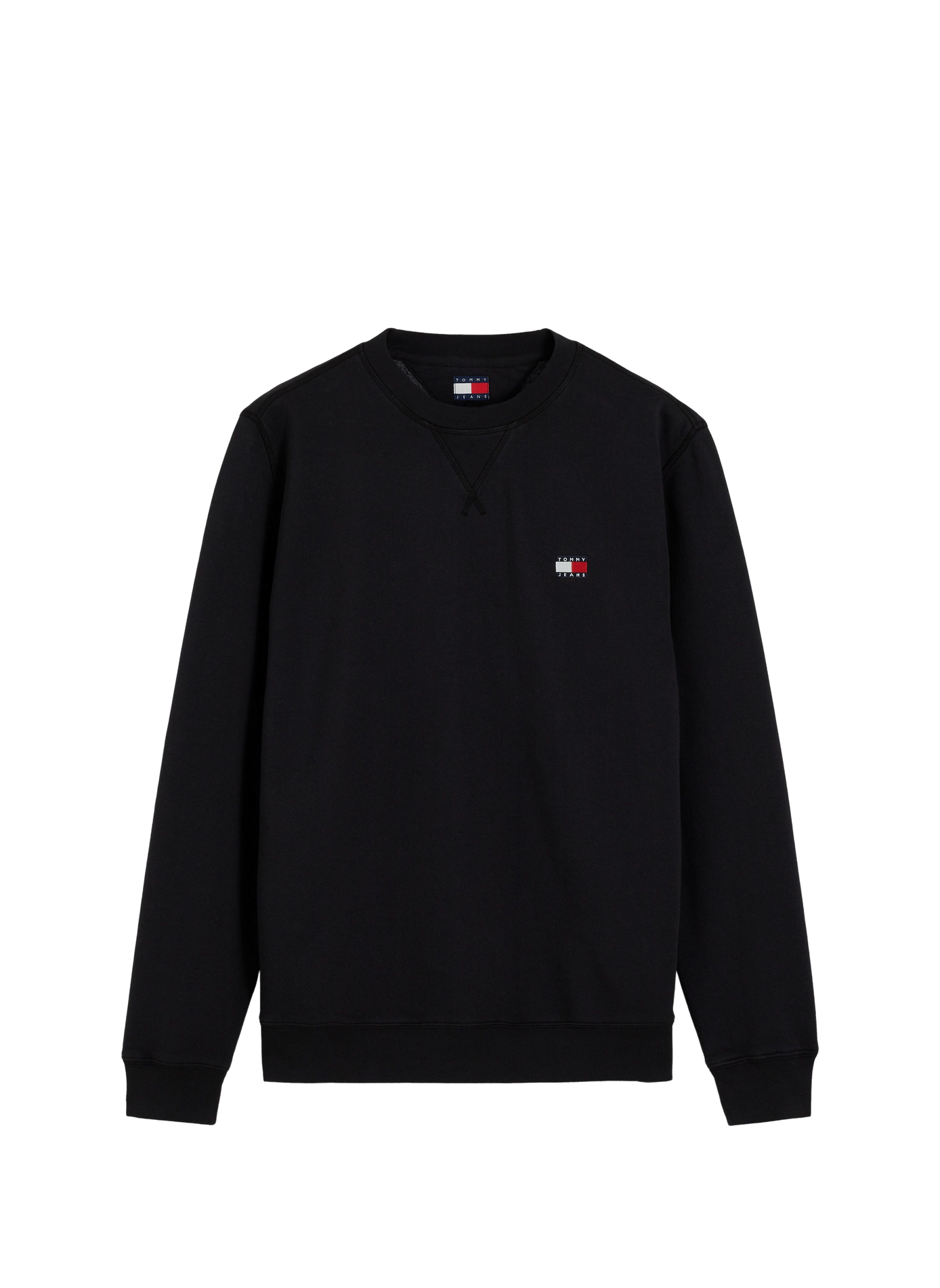 Pull droit à logo en coton mélangé TOMMY HILFIGER Noir