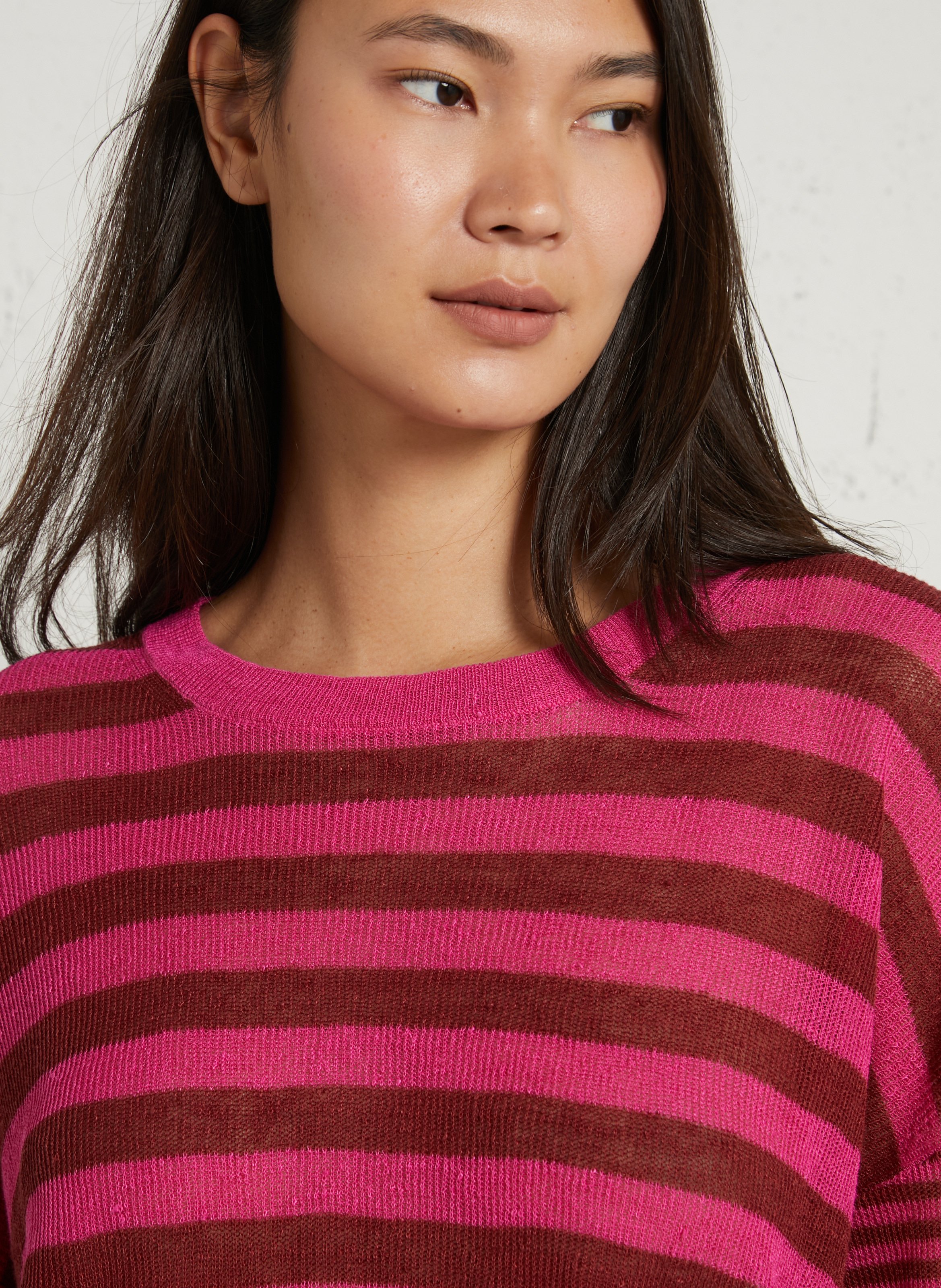 Pull ample rayé en lin mélangé epaky AMERICAN VINTAGE Rouge
