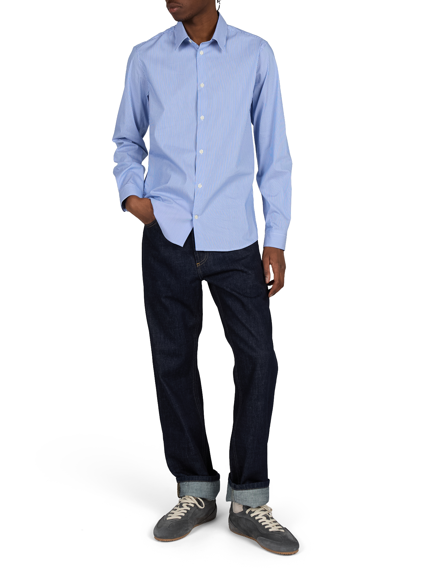 Slim-fit cotton shirt | Blue AU PRINTEMPS PARIS Men