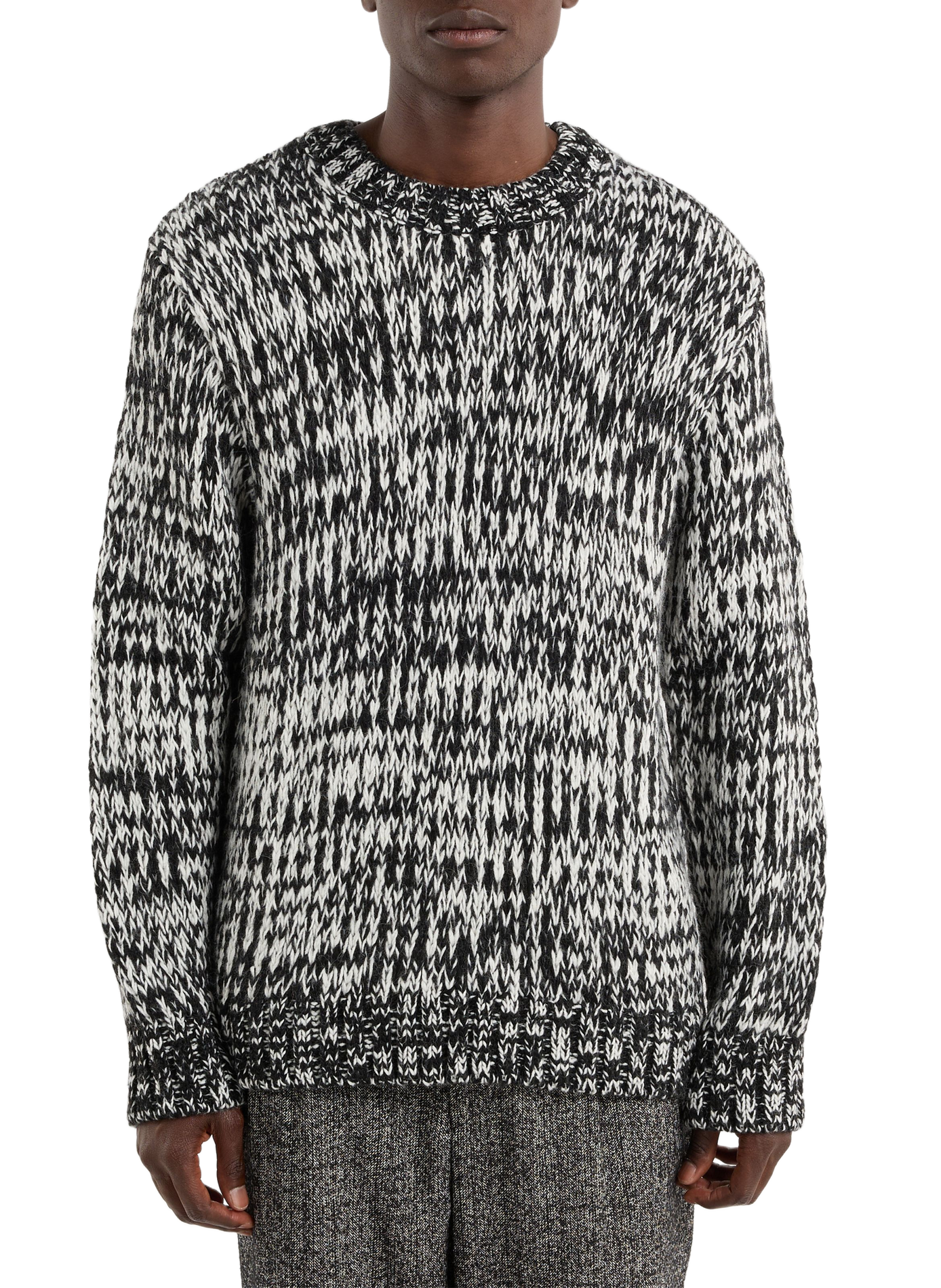 Runder Pullover in meliertem Strick von Gailey SAISON 1865 Schwarz