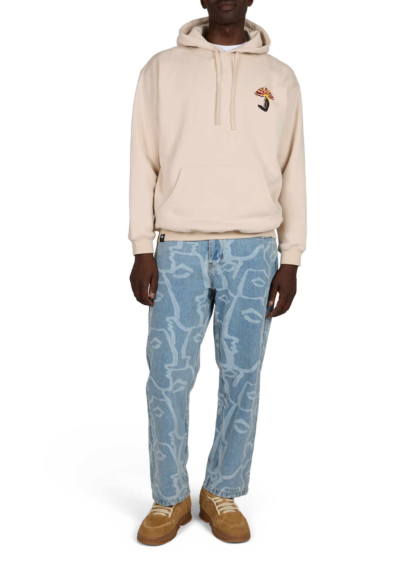 Oversized hoodie in blended cotton with uprisal logo HELAS CAPS Beige