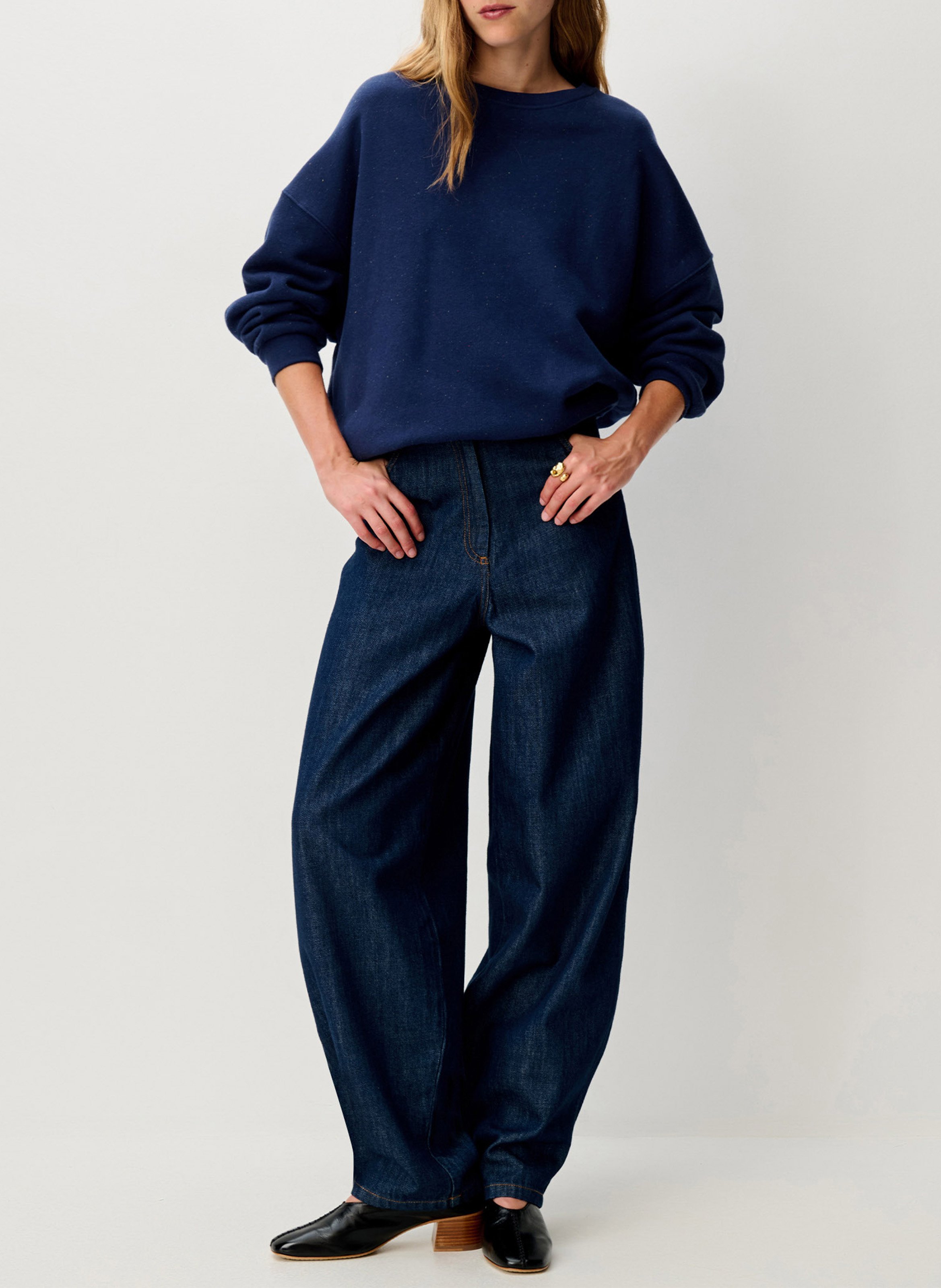 Sweat col rond oversize en coton mélangé chebbi SESSUN Bleu