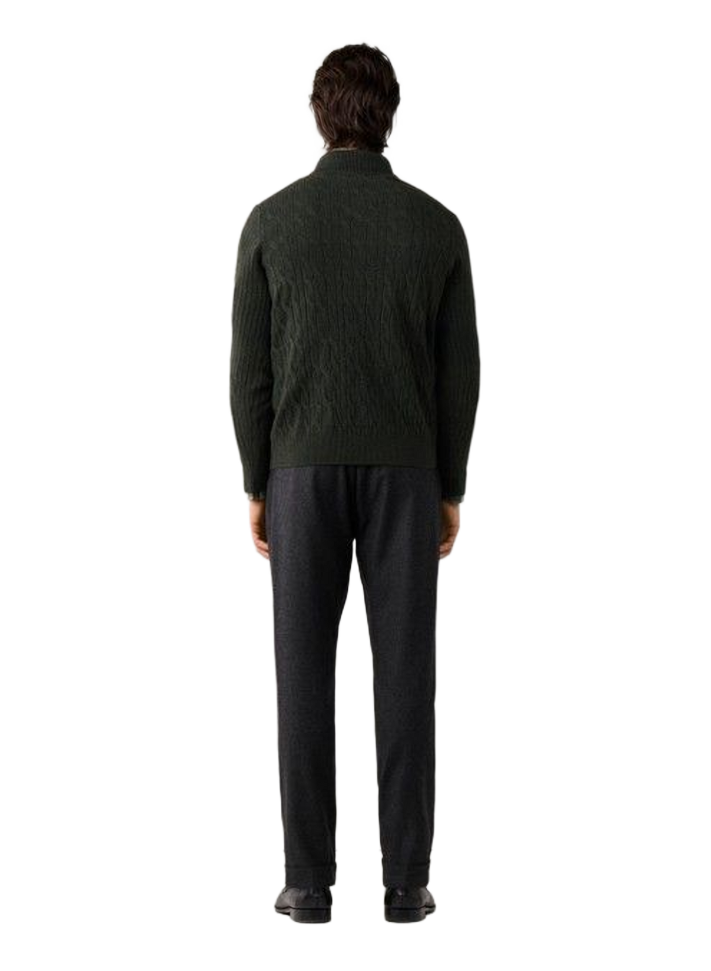 Geflochtener Wollpullover mit Reißverschlusskragen HACKETT Grun