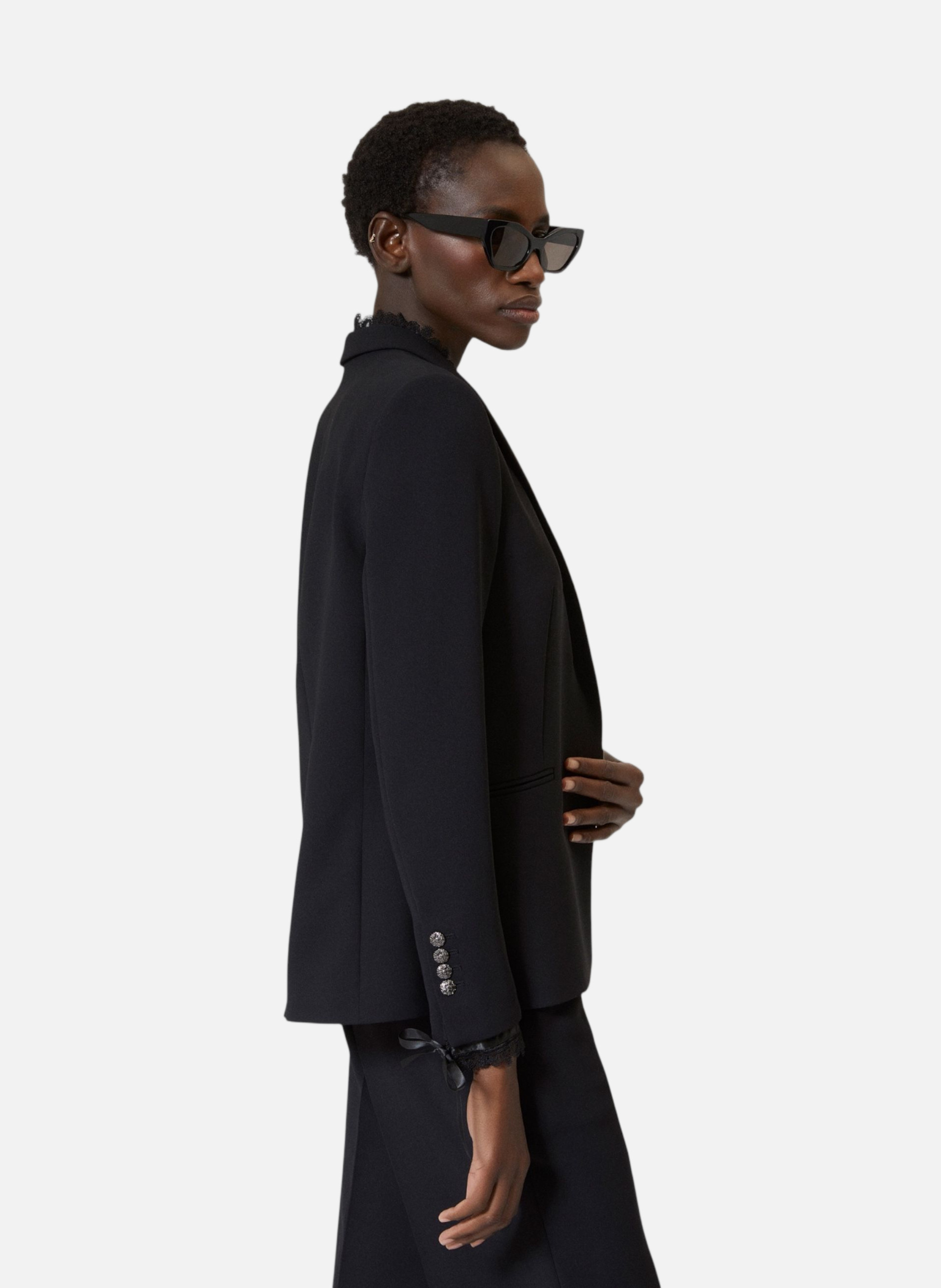 Veste tailleur avec bande dentelle THE KOOPLES Noir