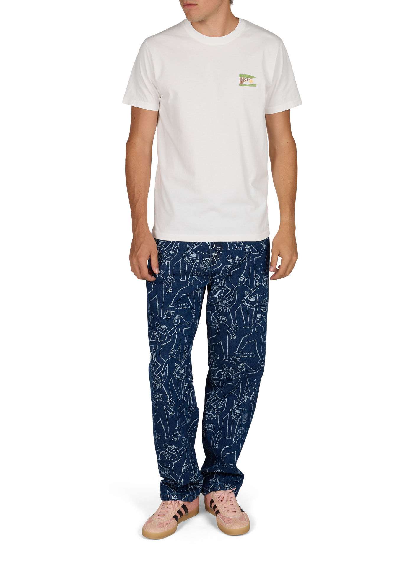 Sunset straight-fit crew-neck printed cotton T-shirt OLOW Beige