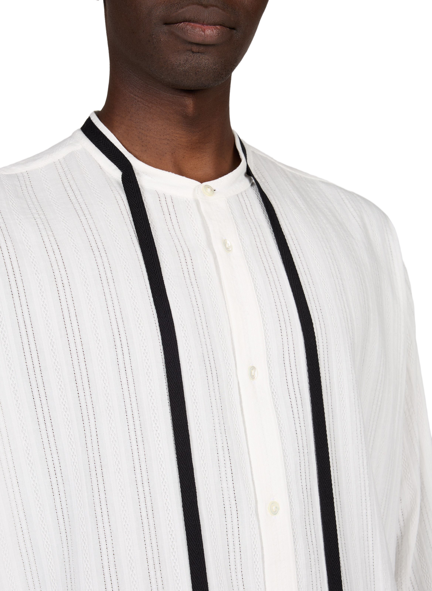 Oversized embroidered cotton shirt ANN DEMEULEMEESTER White