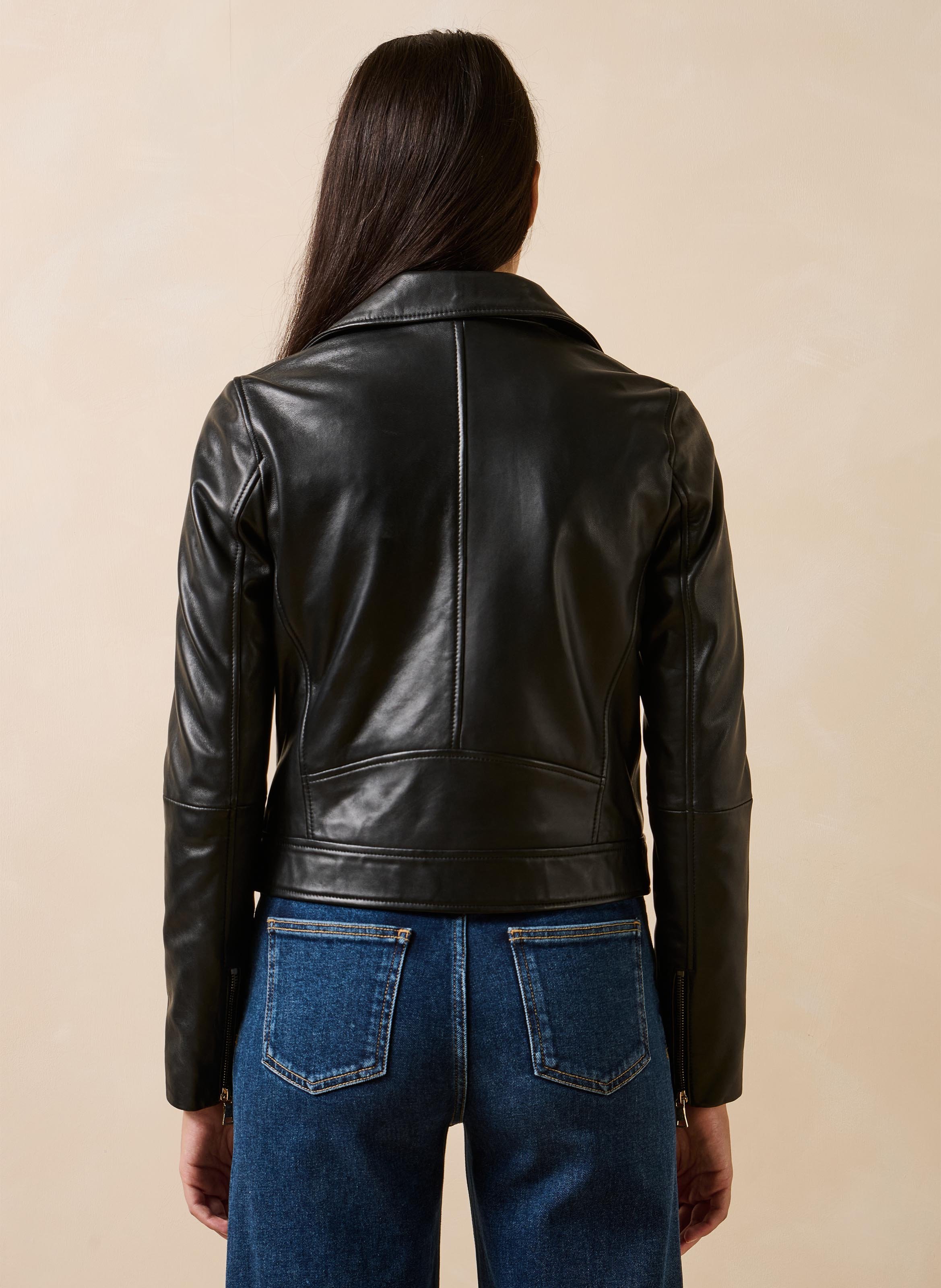 Leren blouson met reverskraag LA FEE MARABOUTEE Zwart