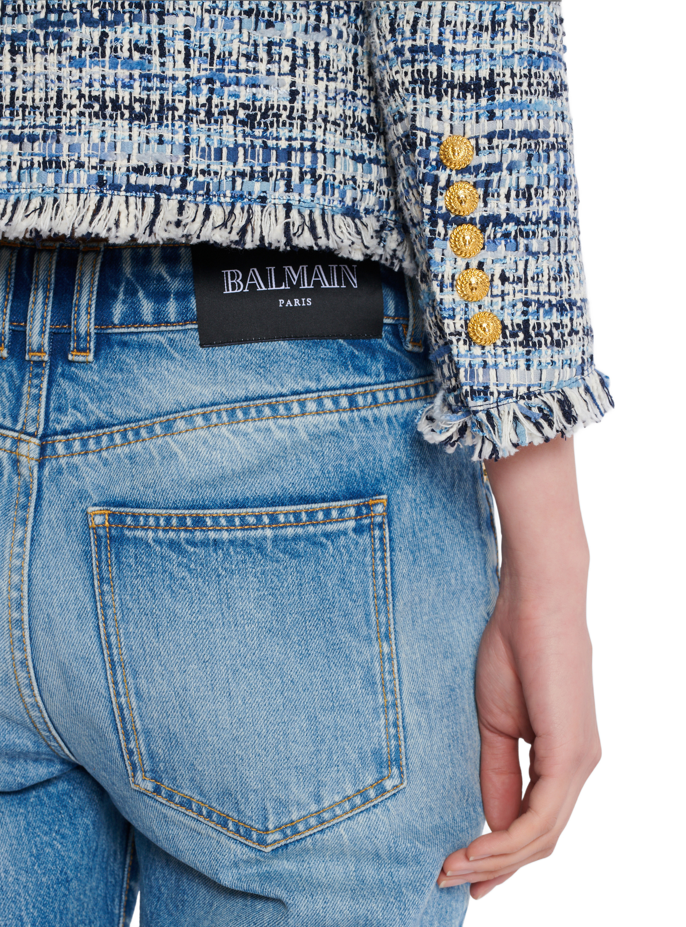 Spencer 8 boutons bord à bord en tweed BALMAIN Bleu