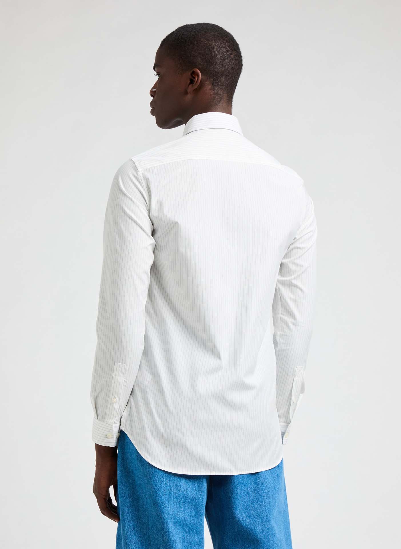Striped slim fit shirt in poplin Fayure White