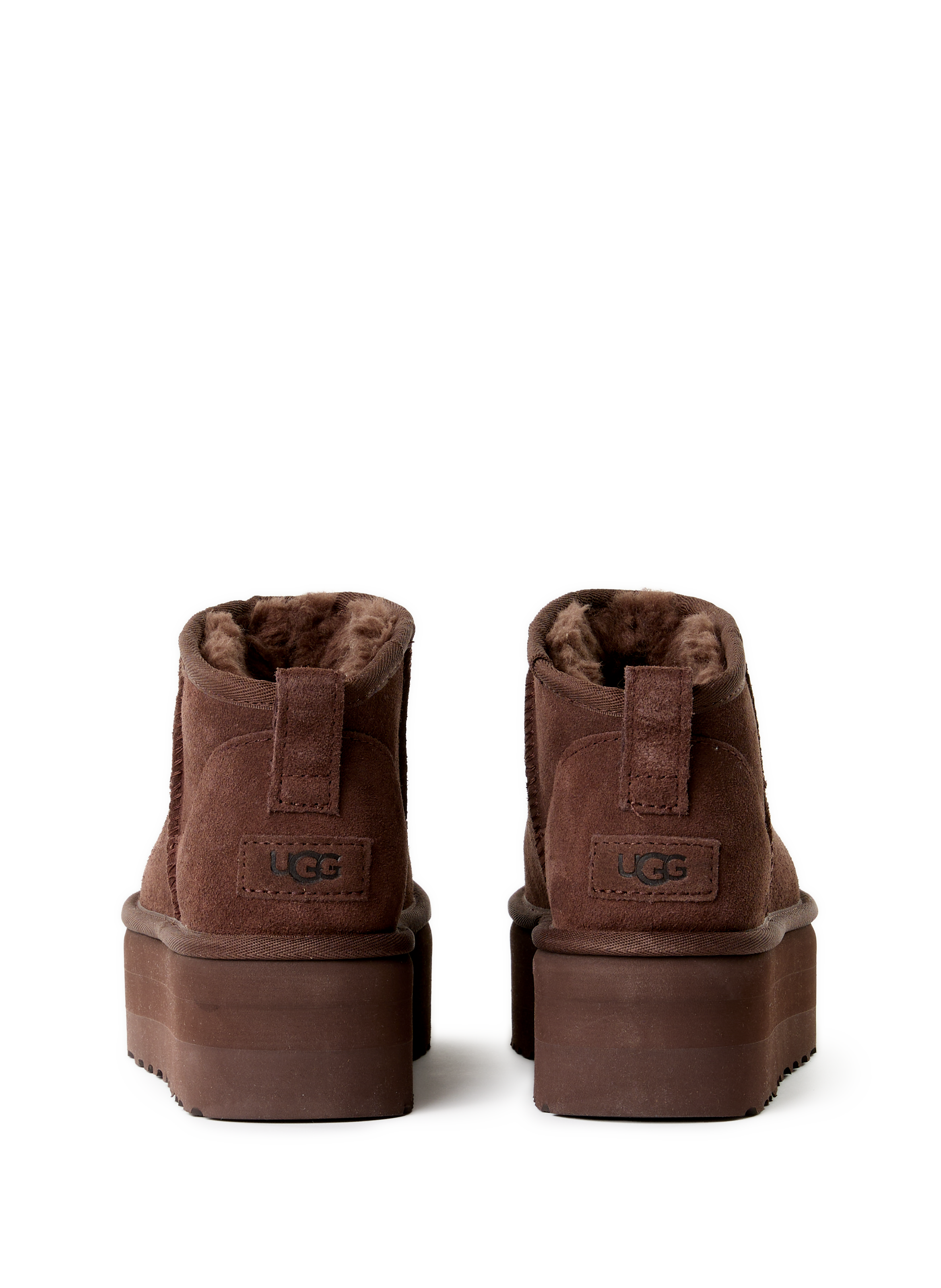 Bottines classic ultra mini en cuir Marron Ugg Femme