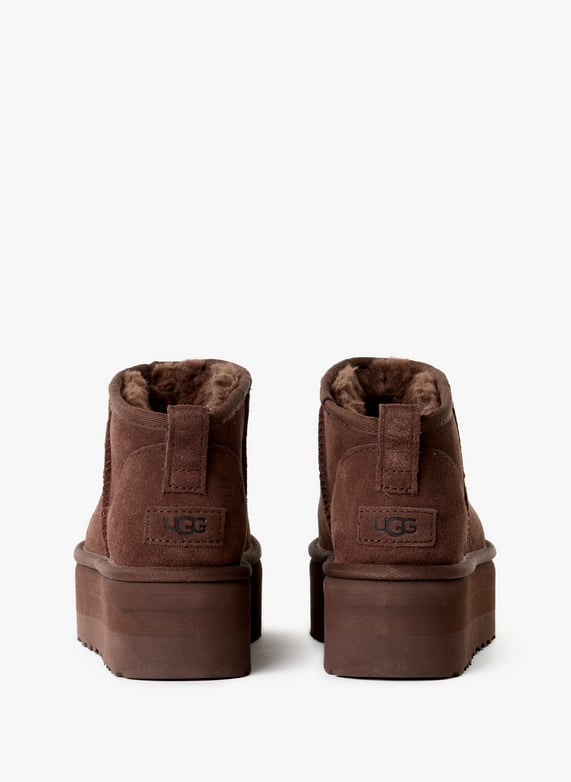 Bottines classic ultra mini en cuir Marron Ugg Femme