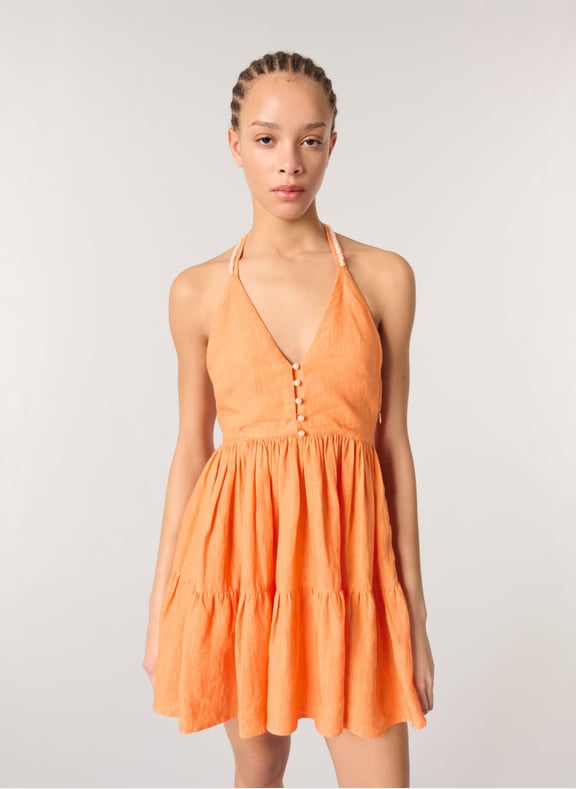 Robe courte en lin Orange by MAJE MAJE Robe courte en lin Orange