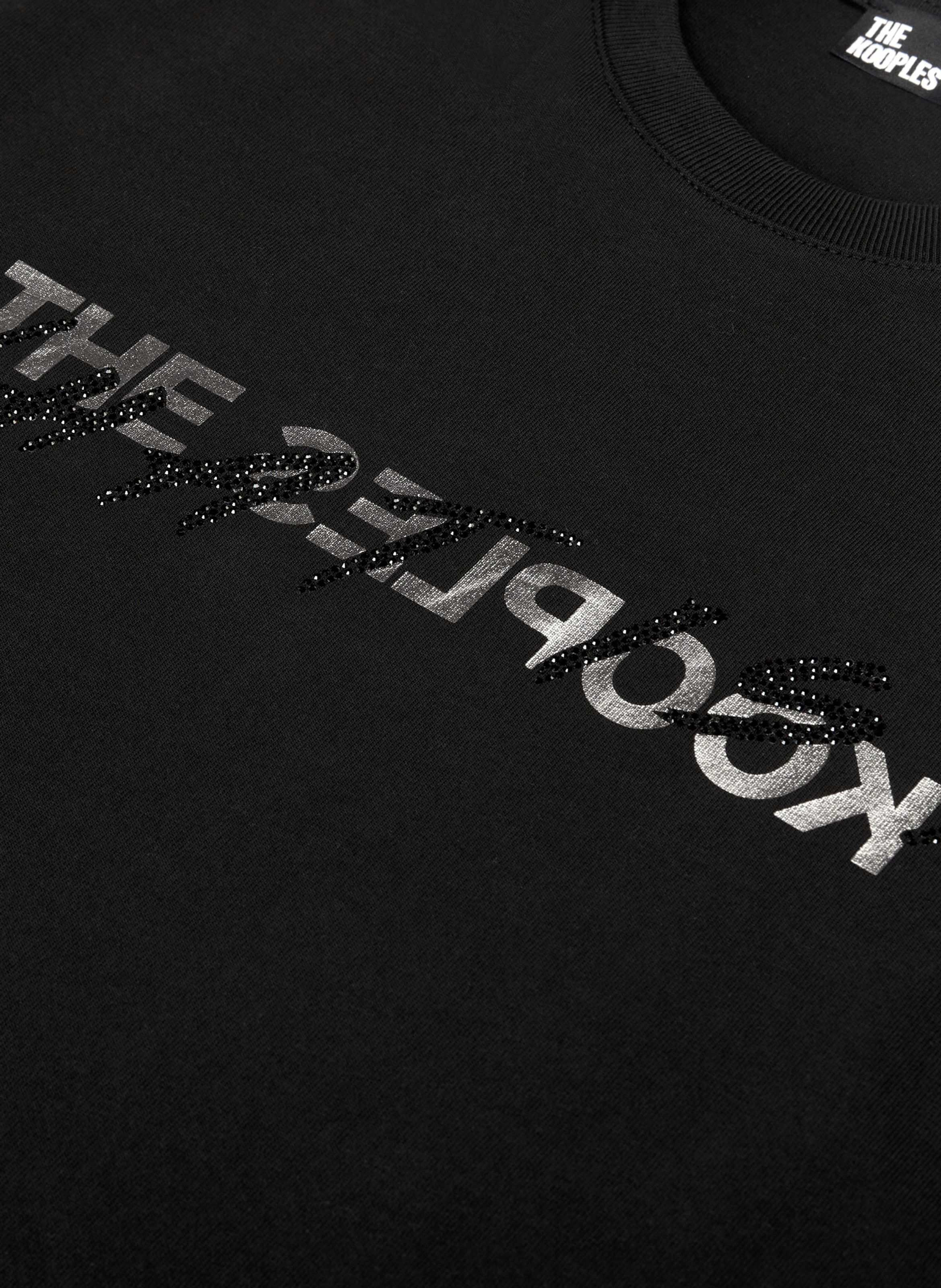 T-shirt en coton What Is avec strass THE KOOPLES Noir