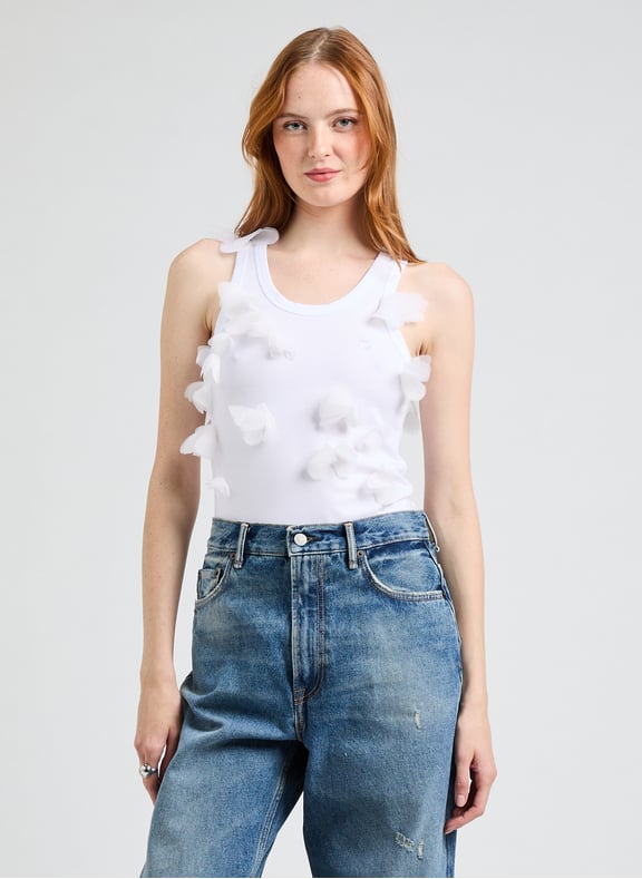 Débardeur papillons en coton mélangé Blanc by COPERNI COPERNI Débardeur papillons en coton mélangé Blanc