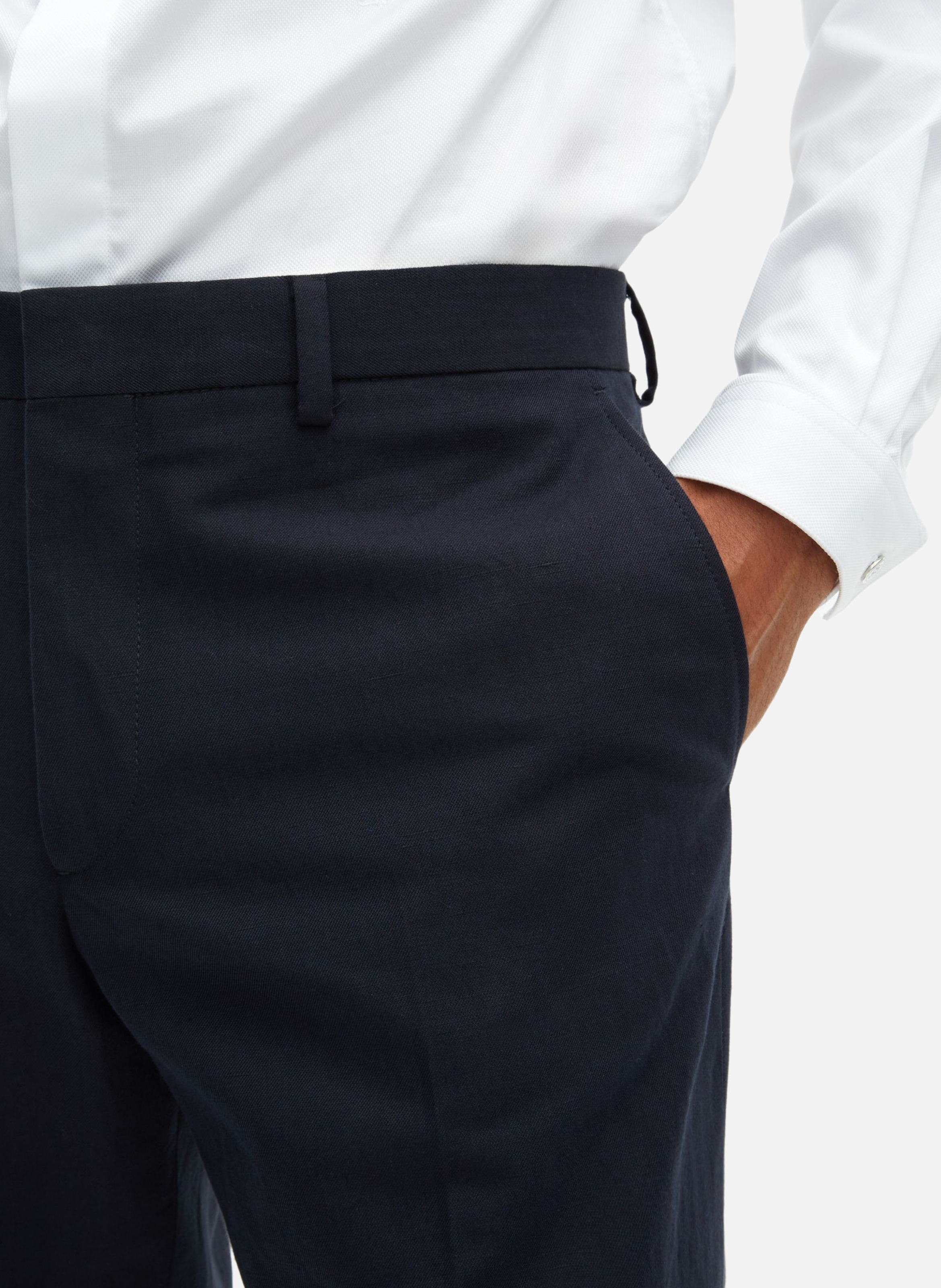 Pantalon de costume droit en coton lin THE KOOPLES Bleu