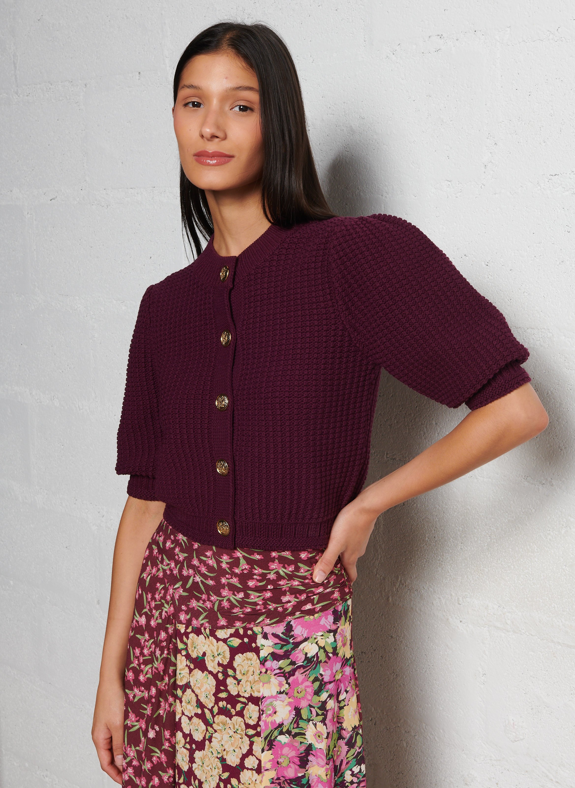 Gilet droit en coton mélangé garance BA&SH Violet