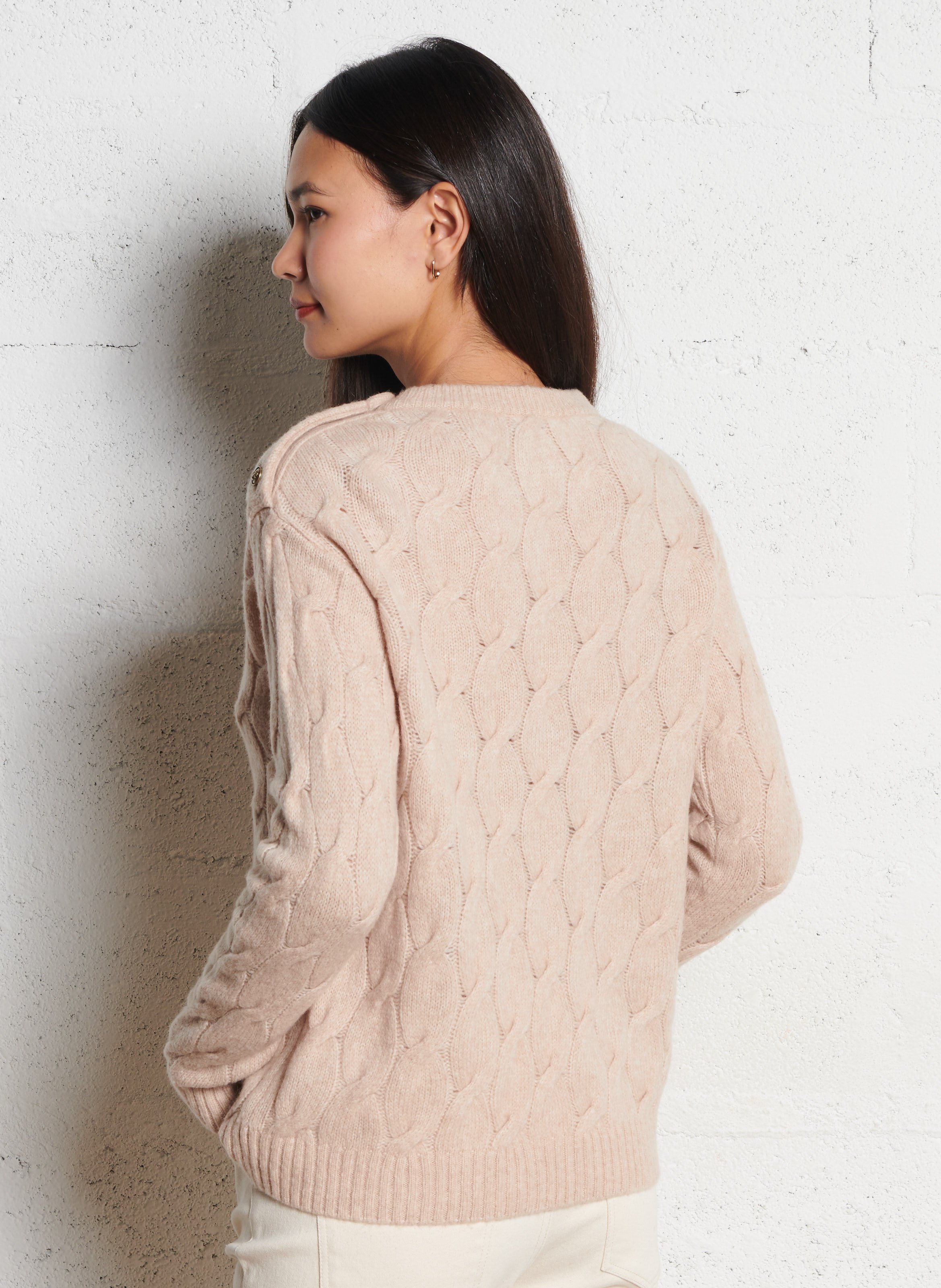 Pull tressé à boutons en laine mélangée deauville ARMOR-LUX Beige