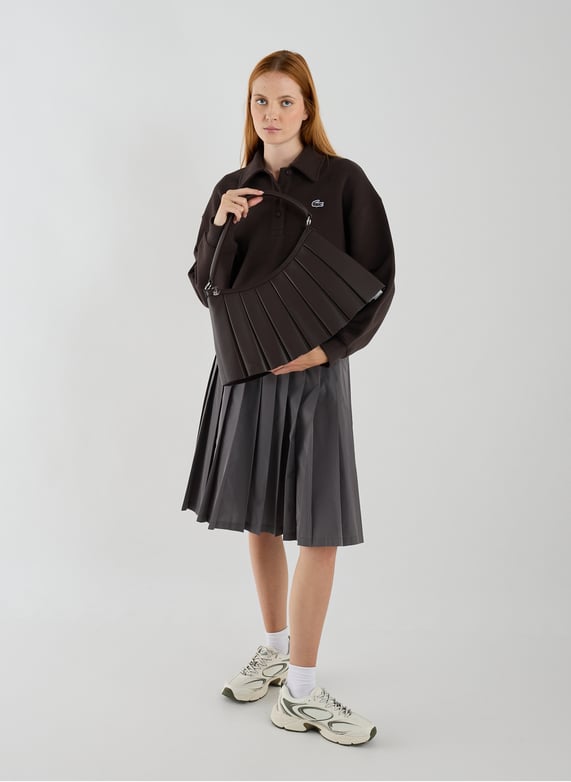 Grand sac Lenglen porté épaule plissé en cuir | Marron by LACOSTE Grand sac Lenglen porté épaule plissé en cuir Marron
