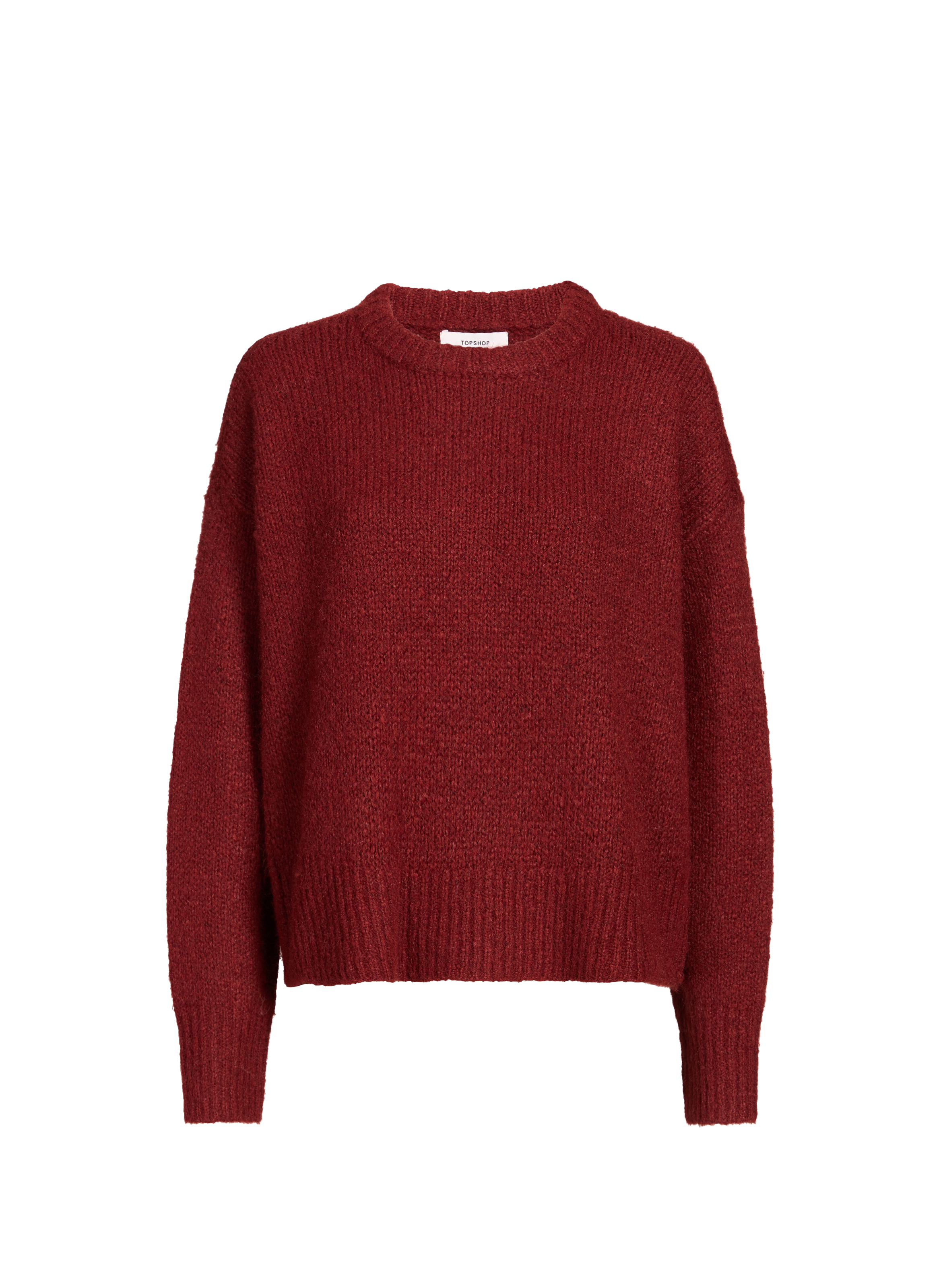 Pull col rond en maille TOPSHOP Rouge