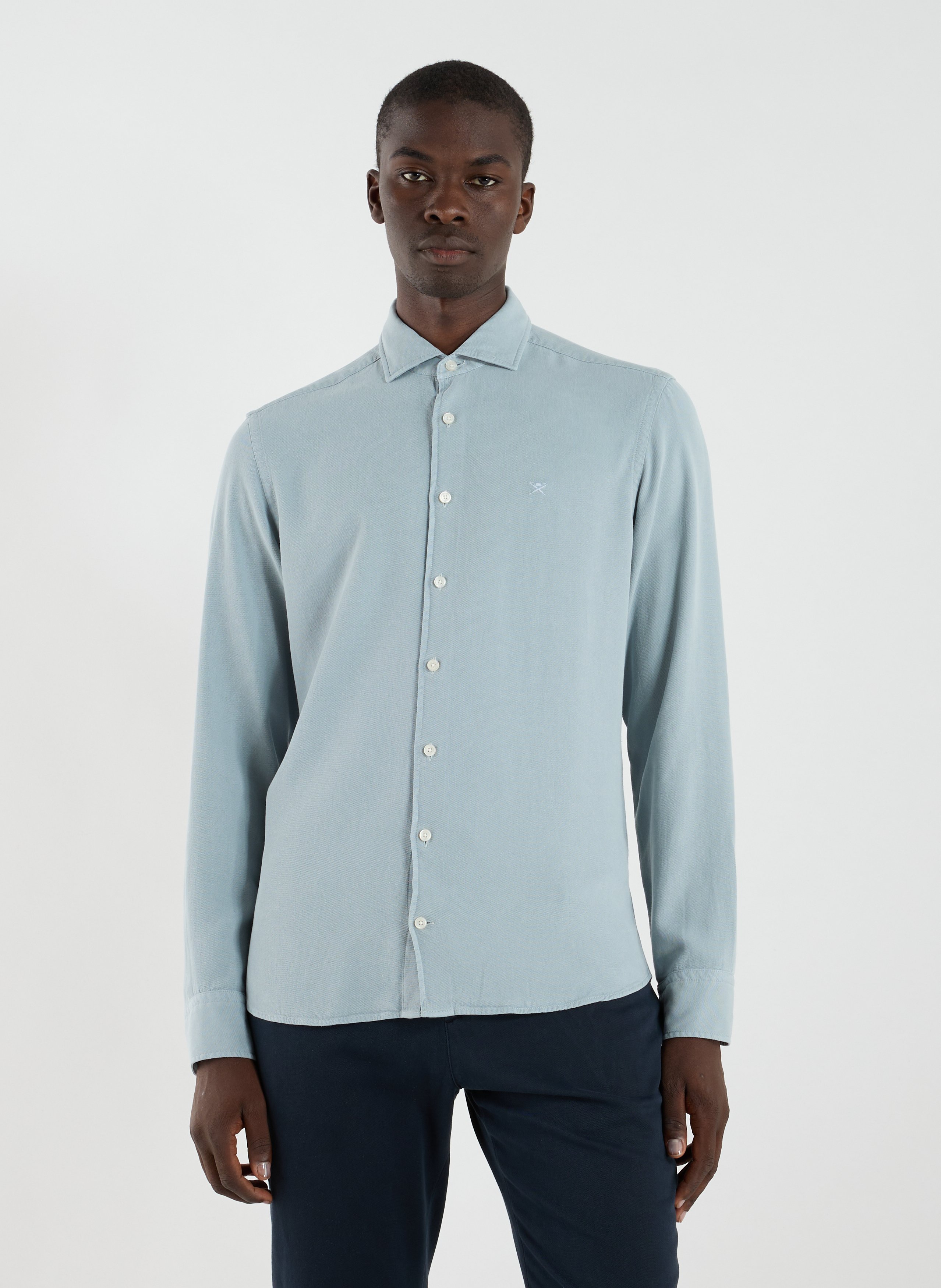 HACKETT Lyocell straight shirt Blue