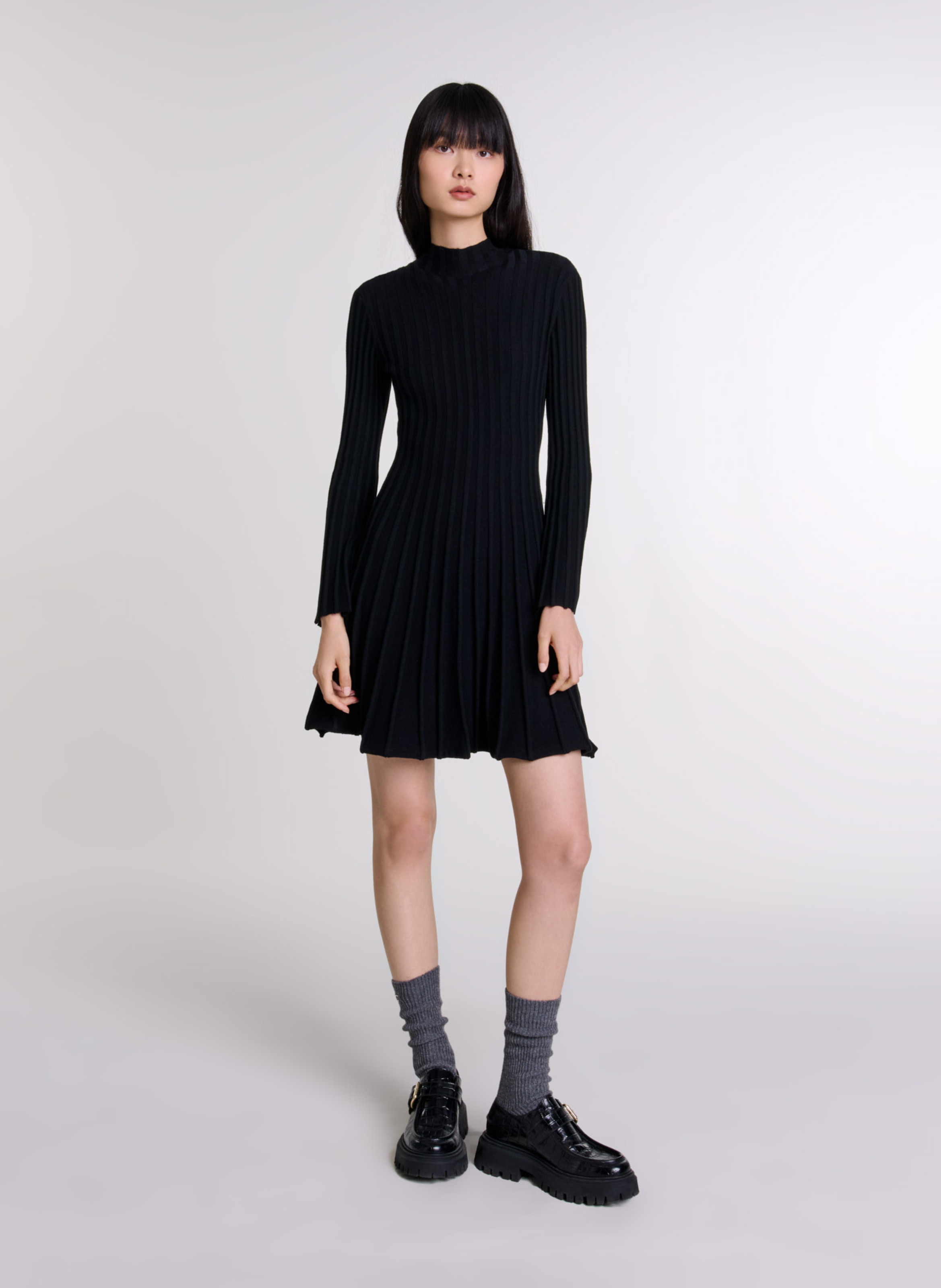 Robe courte col rond MAJE Noir