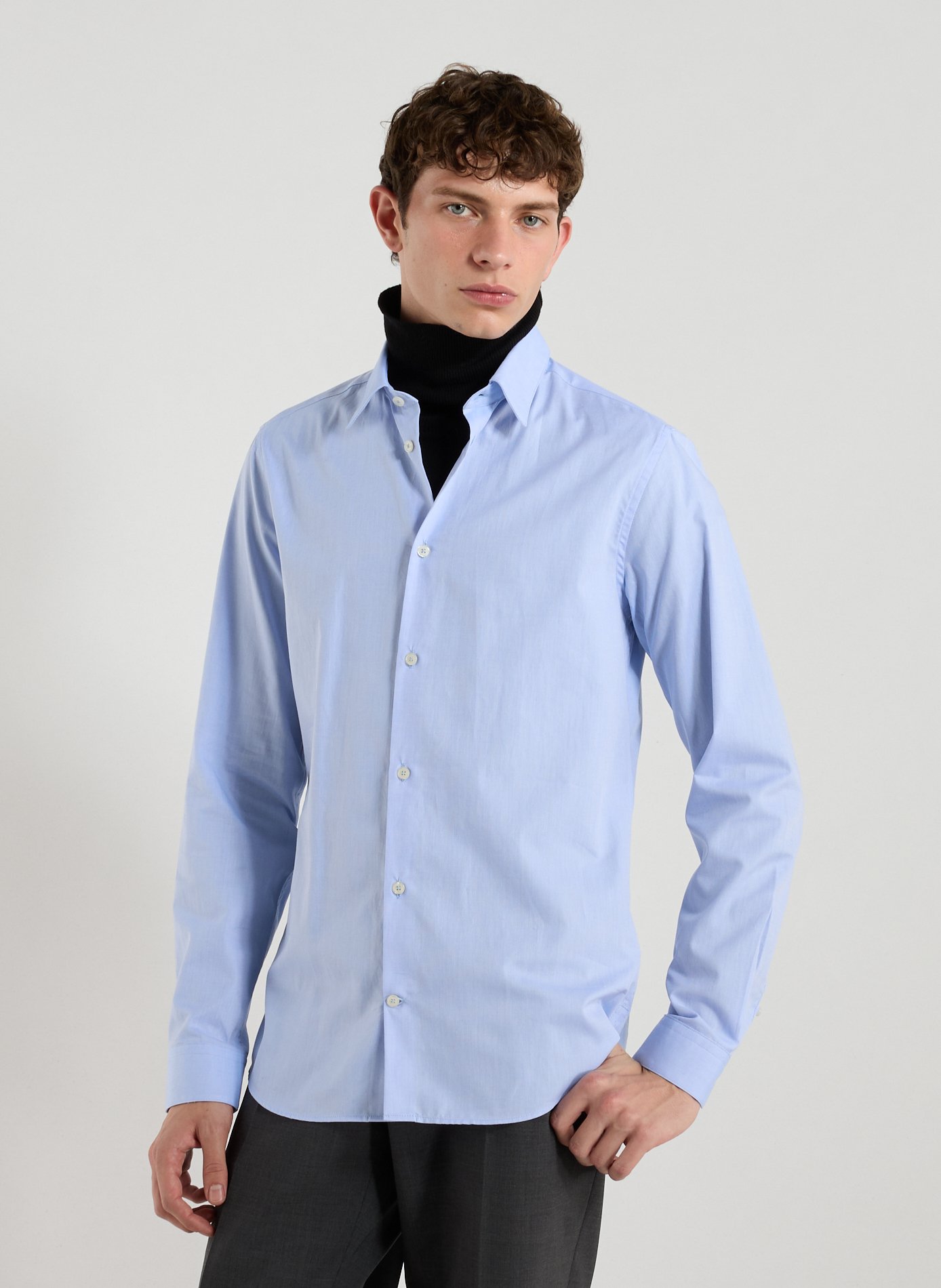 AU PRINTEMPS PARIS Chemise col classique manches contrastantes en coton Blue