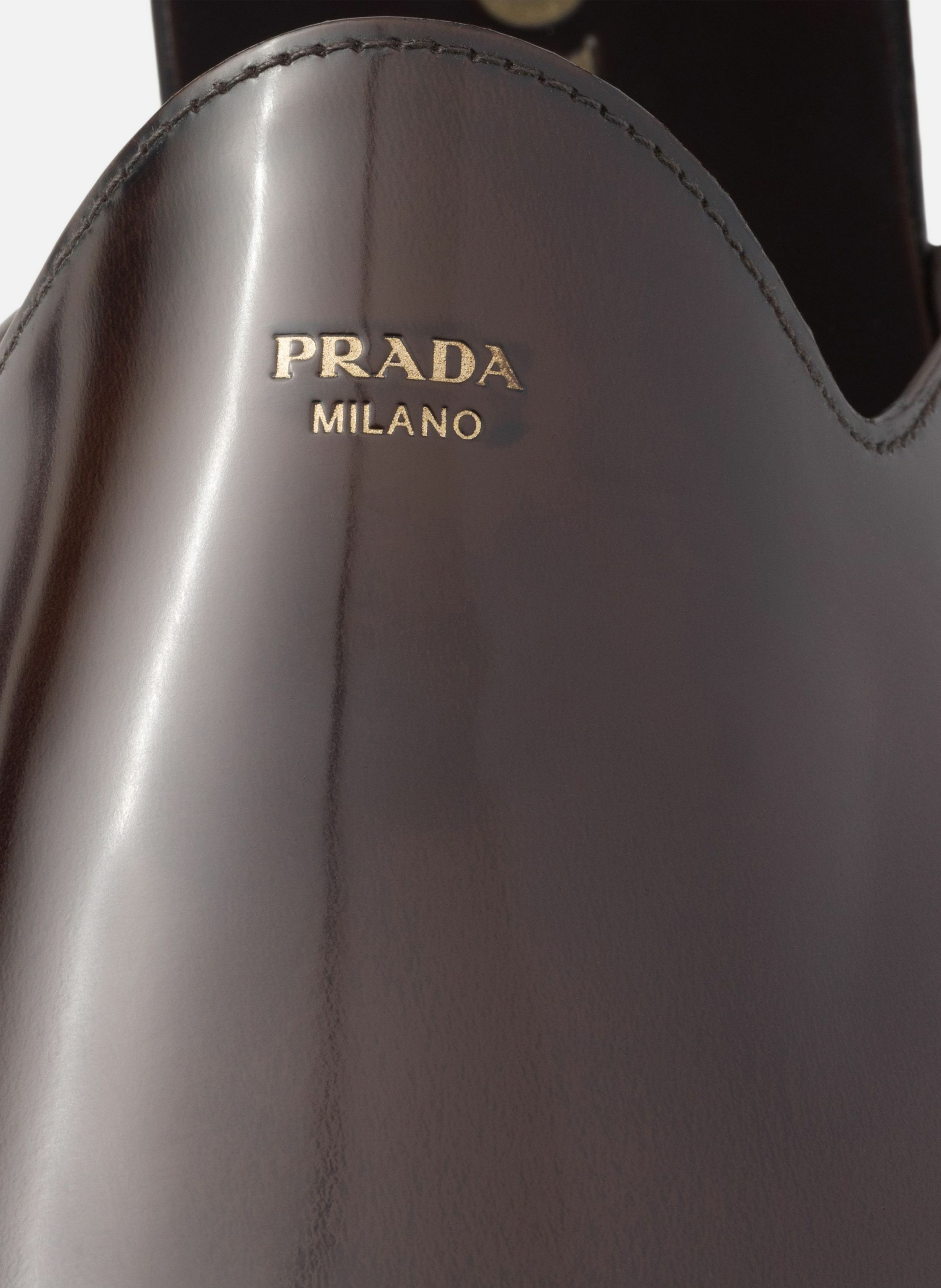 Mules en cuir brossé PRADA Marron