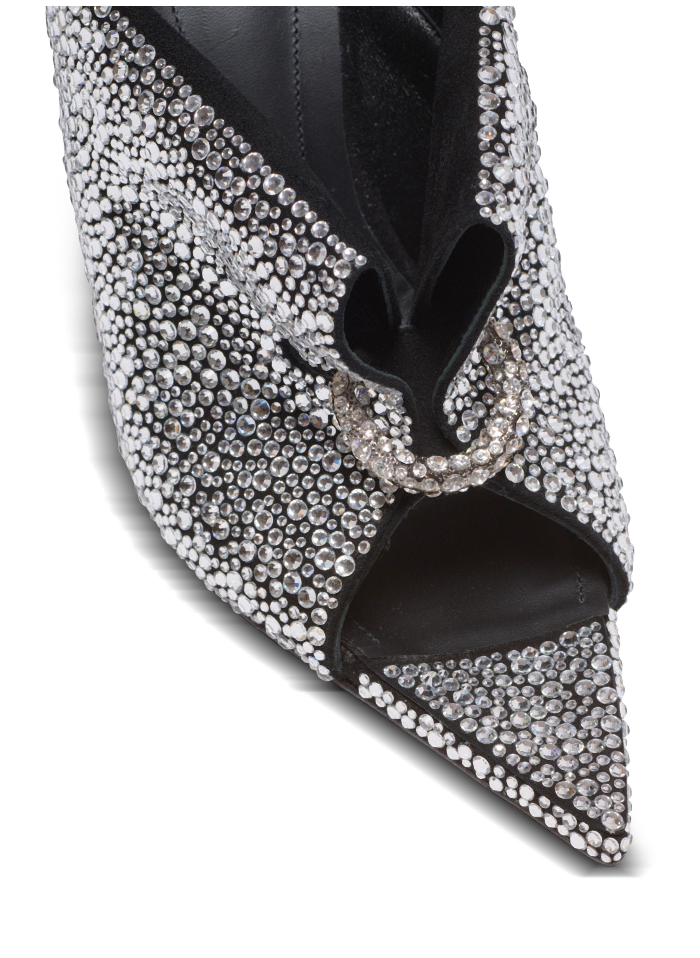 Mules en strass et daim avec piercing à l’avant BALMAIN Argent