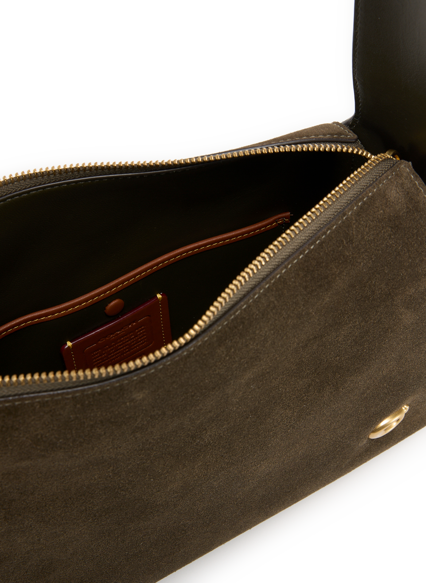 Sac porté épaule en cuir de vache suédé COACH Vert